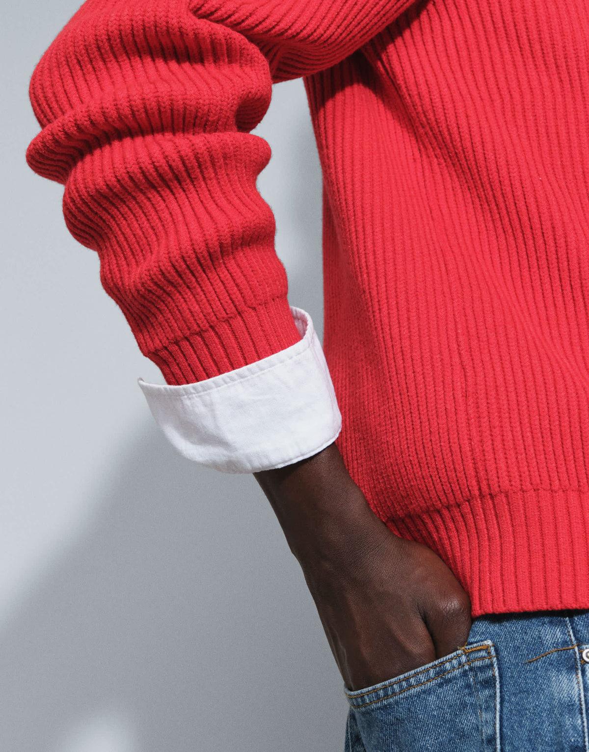 Topman classic fit fisherman knit jumper in red