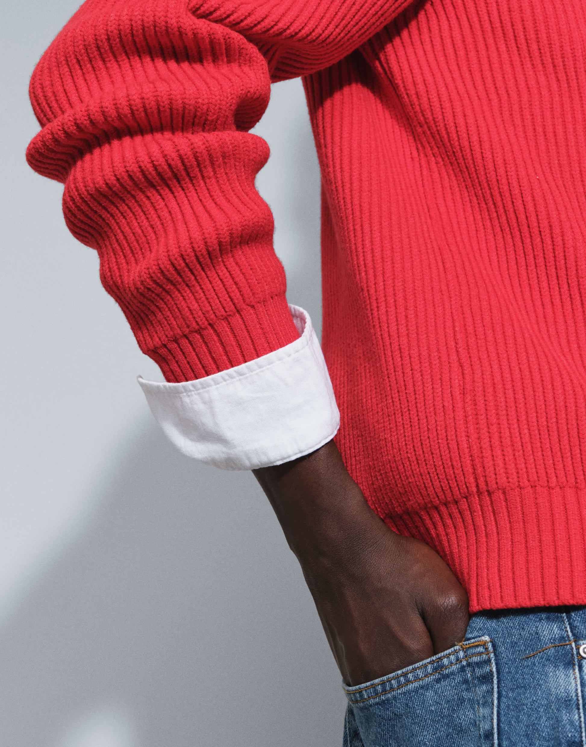 Topman classic fit fisherman knit jumper in red