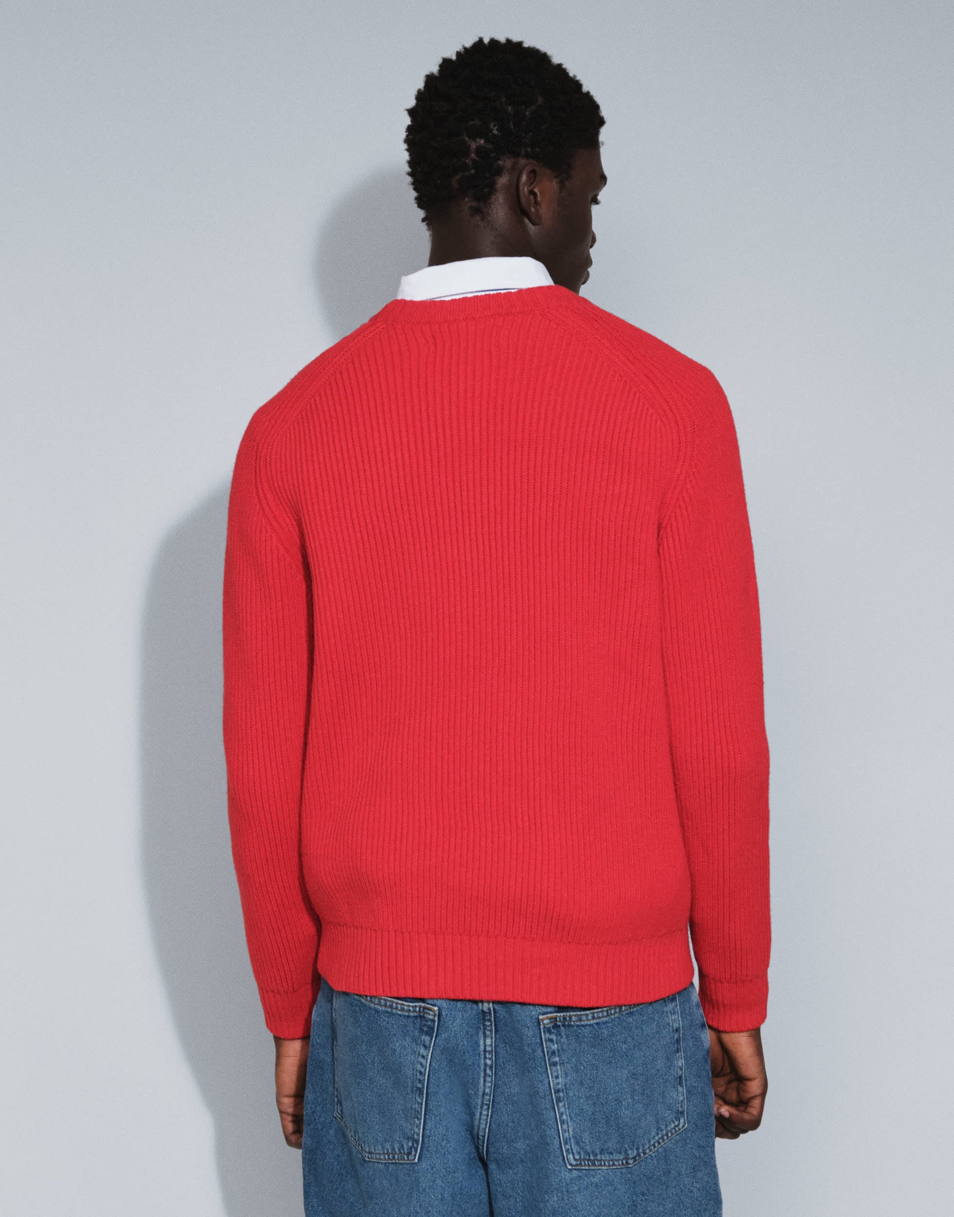 Topman classic fit fisherman knit jumper in red