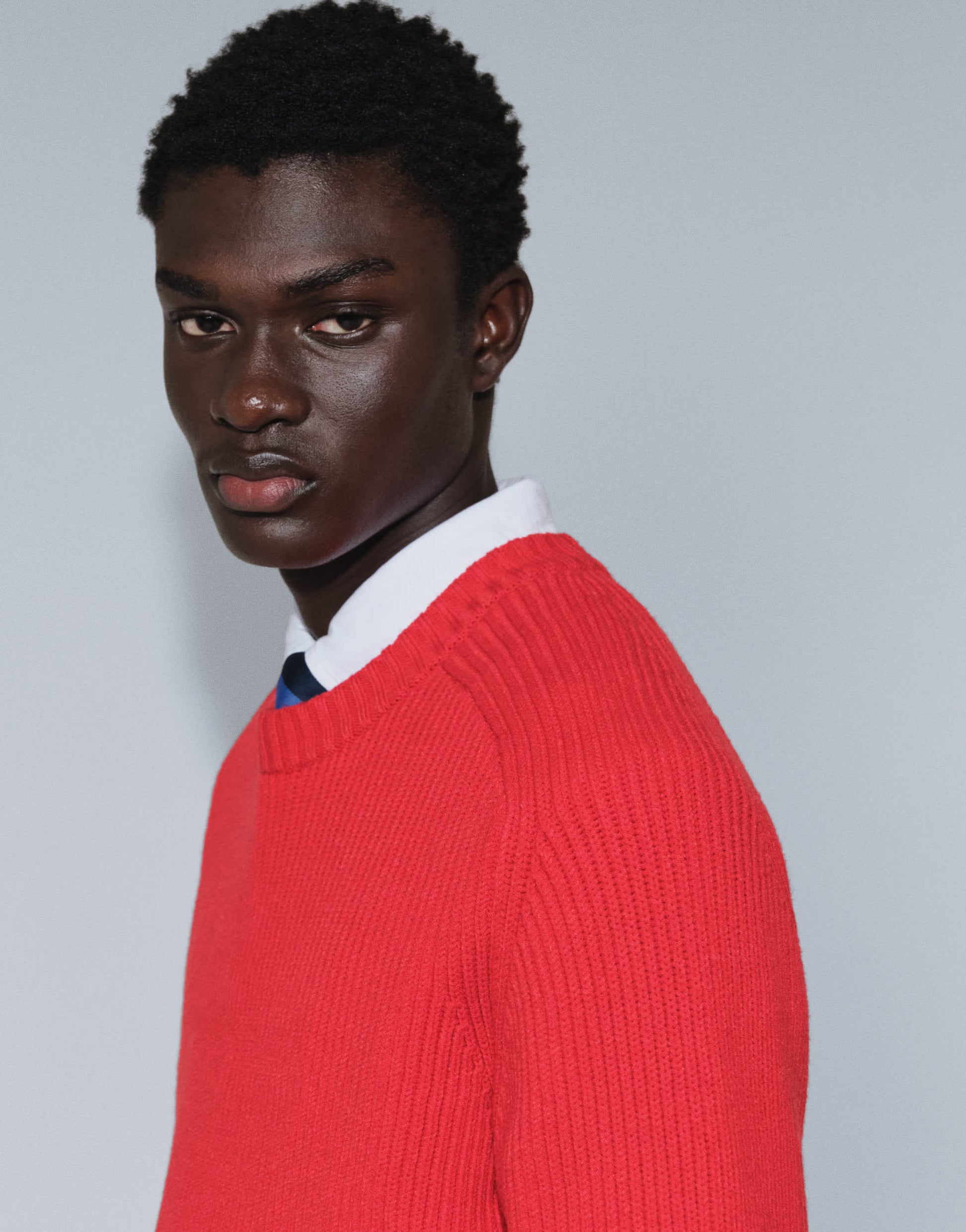 Topman classic fit fisherman knit jumper in red