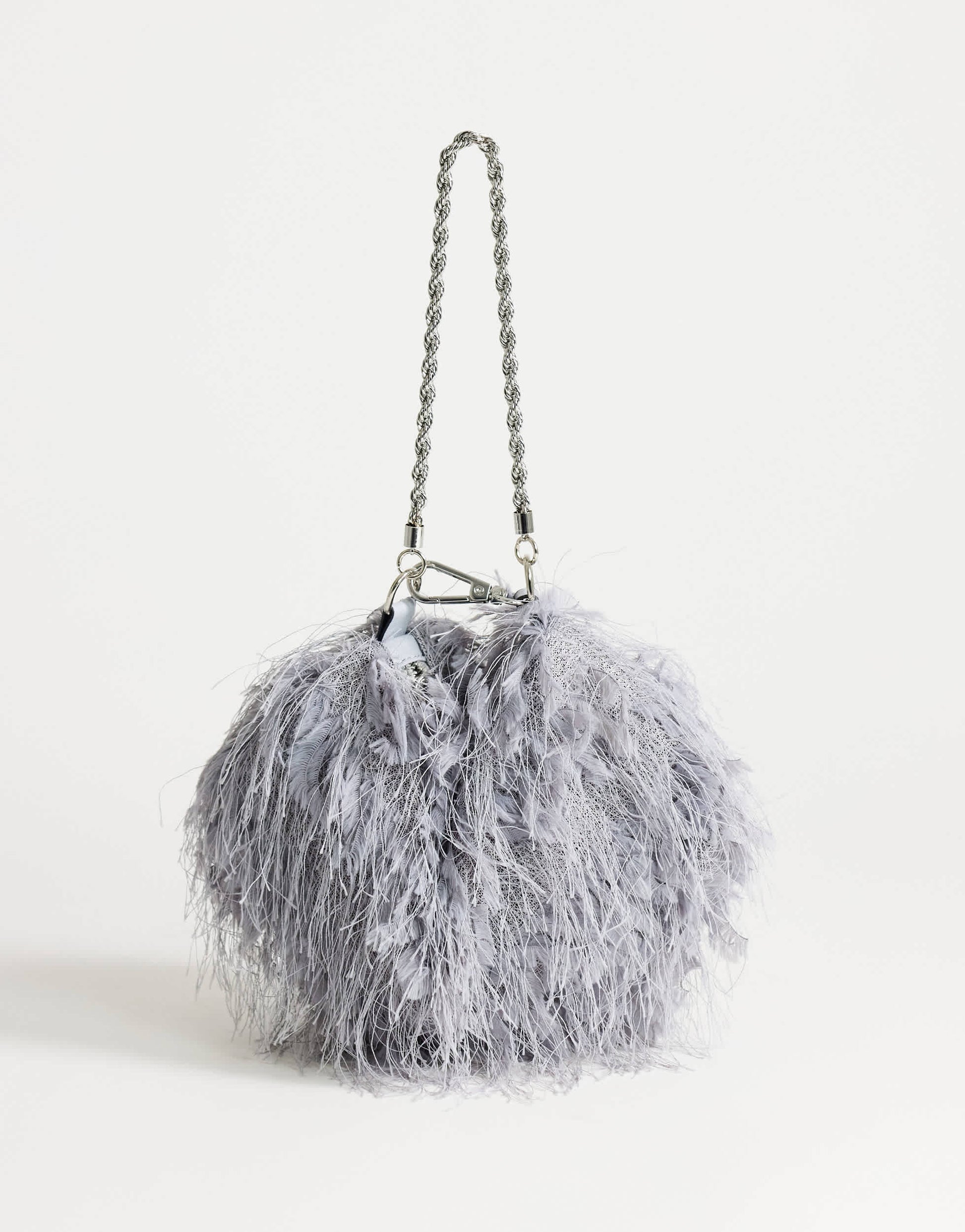 Topshop Juliet small fringe grab bag in grey