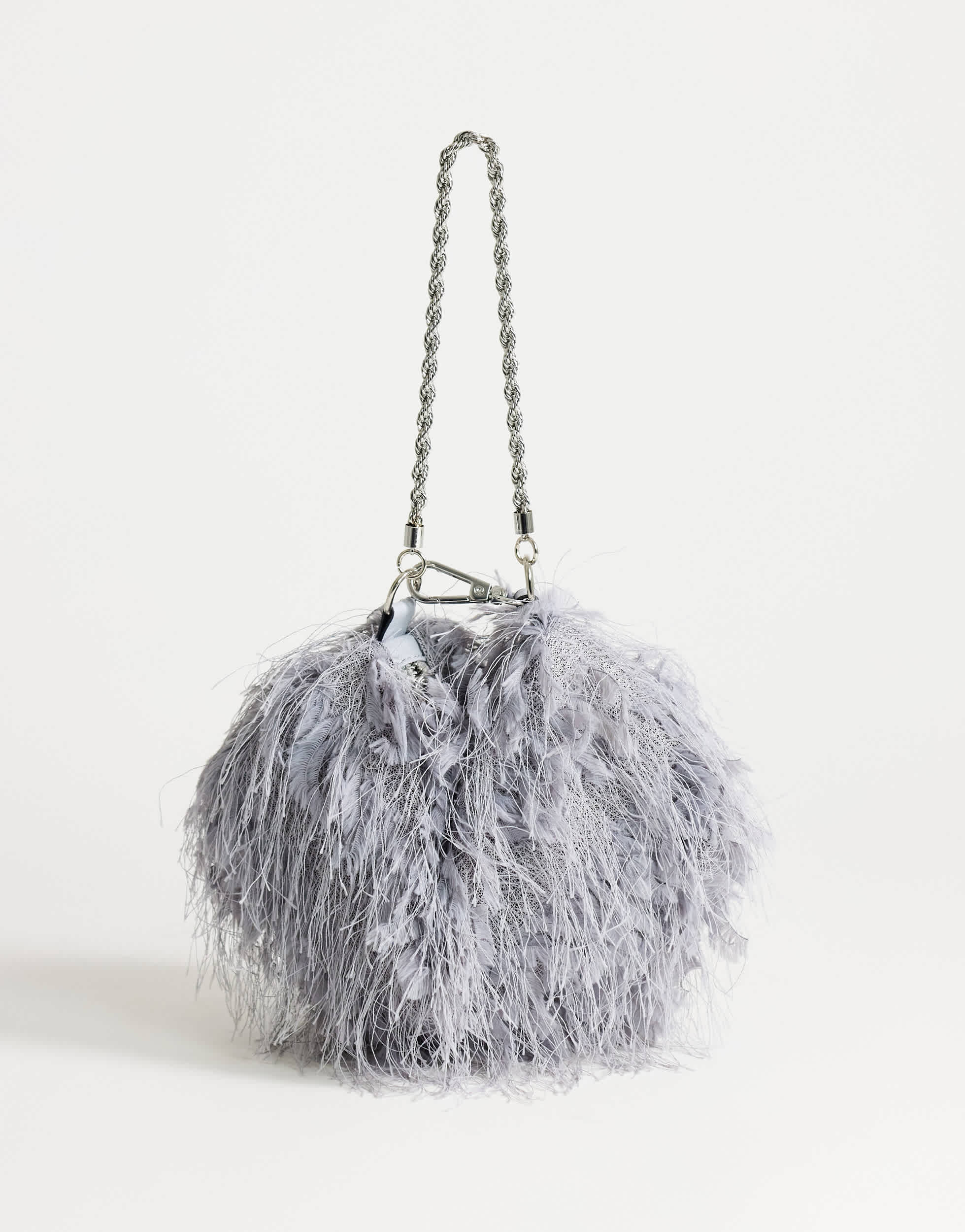 Topshop Juliet small fringe grab bag in grey