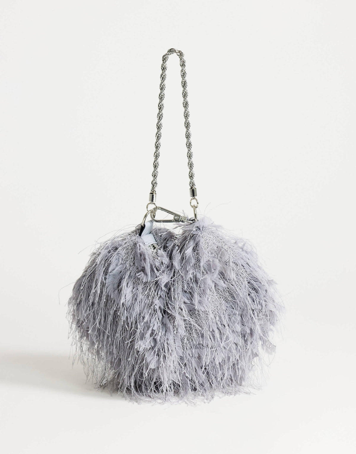 Topshop Juliet small fringe grab bag in grey