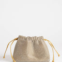 Topshop Seleena small diamante drawstring clutch bag in gold