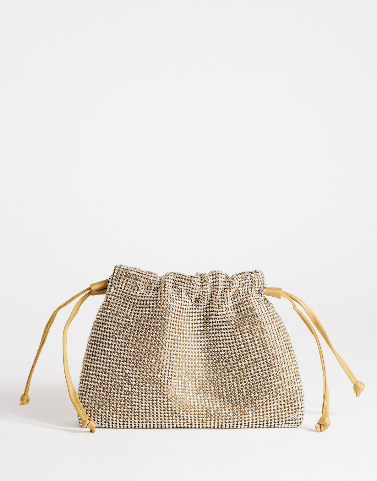 Topshop Seleena small diamante drawstring clutch bag in gold