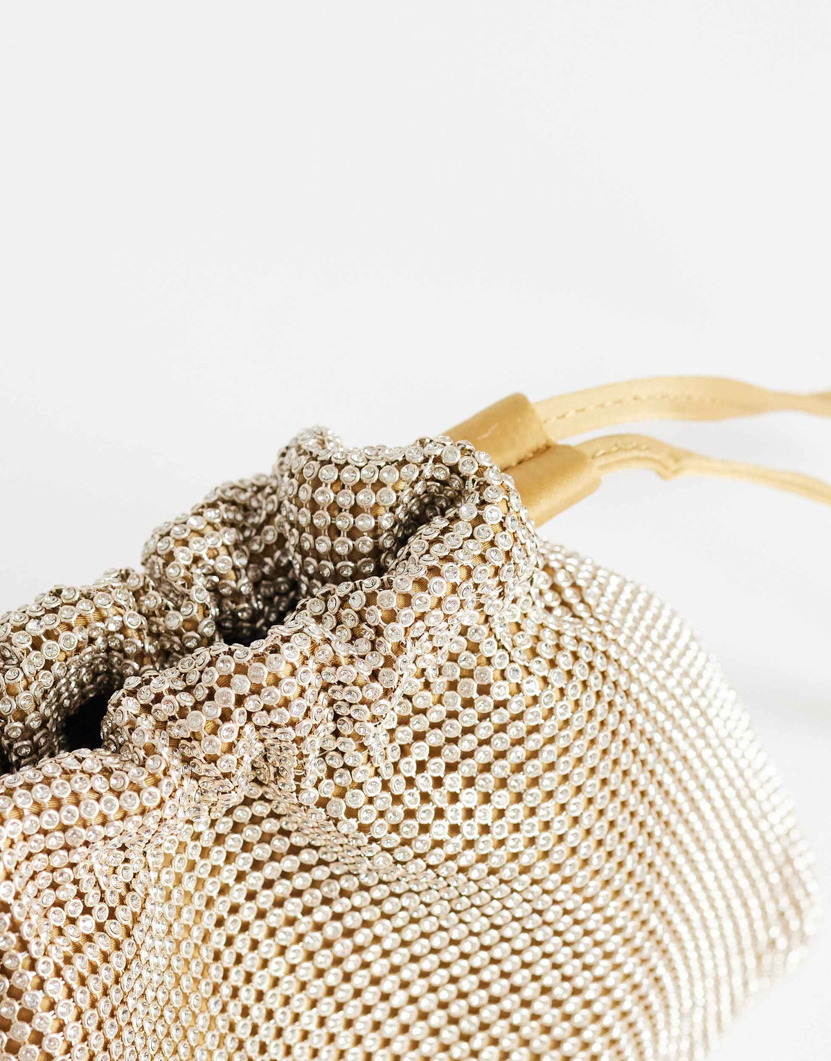 Topshop Seleena small diamante drawstring clutch bag in gold