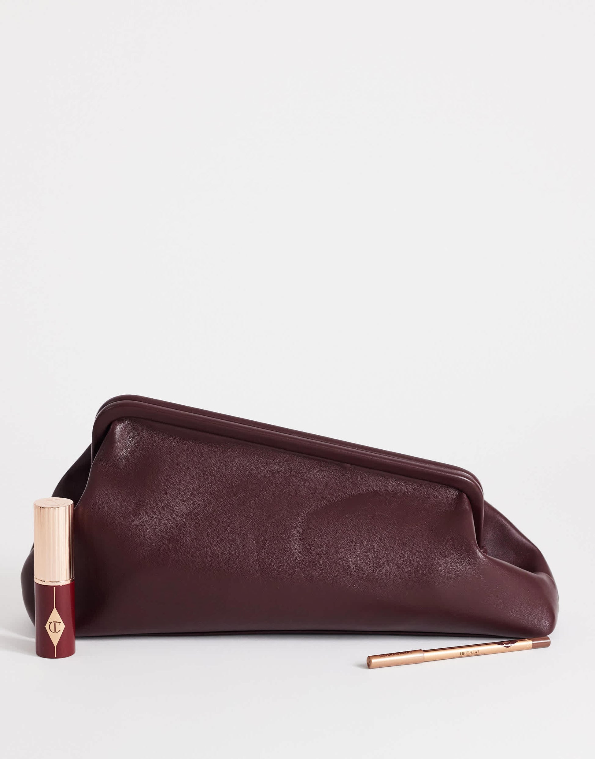 Topshop Anna medium angular clutch bag in aubergine