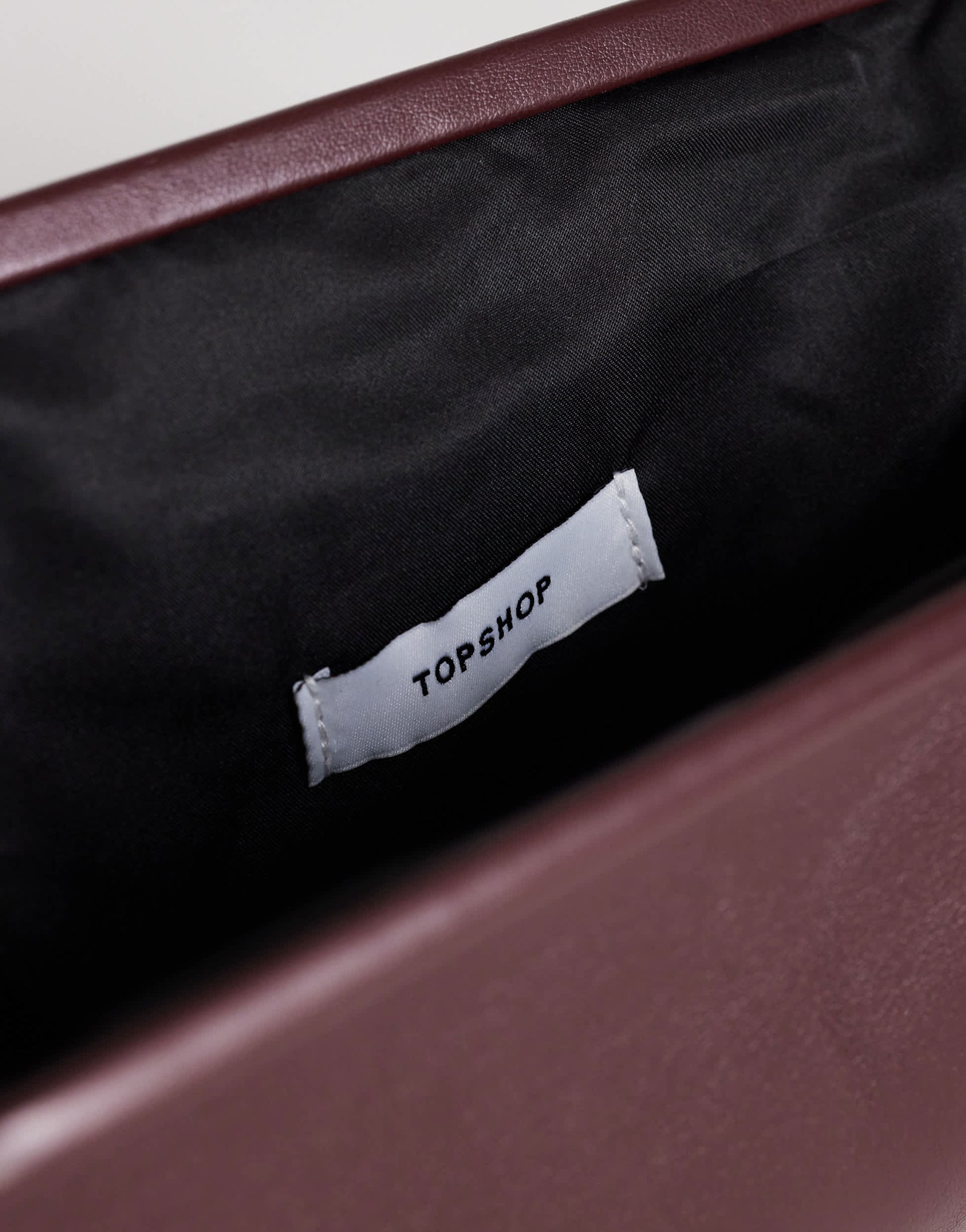 Topshop Anna medium angular clutch bag in aubergine