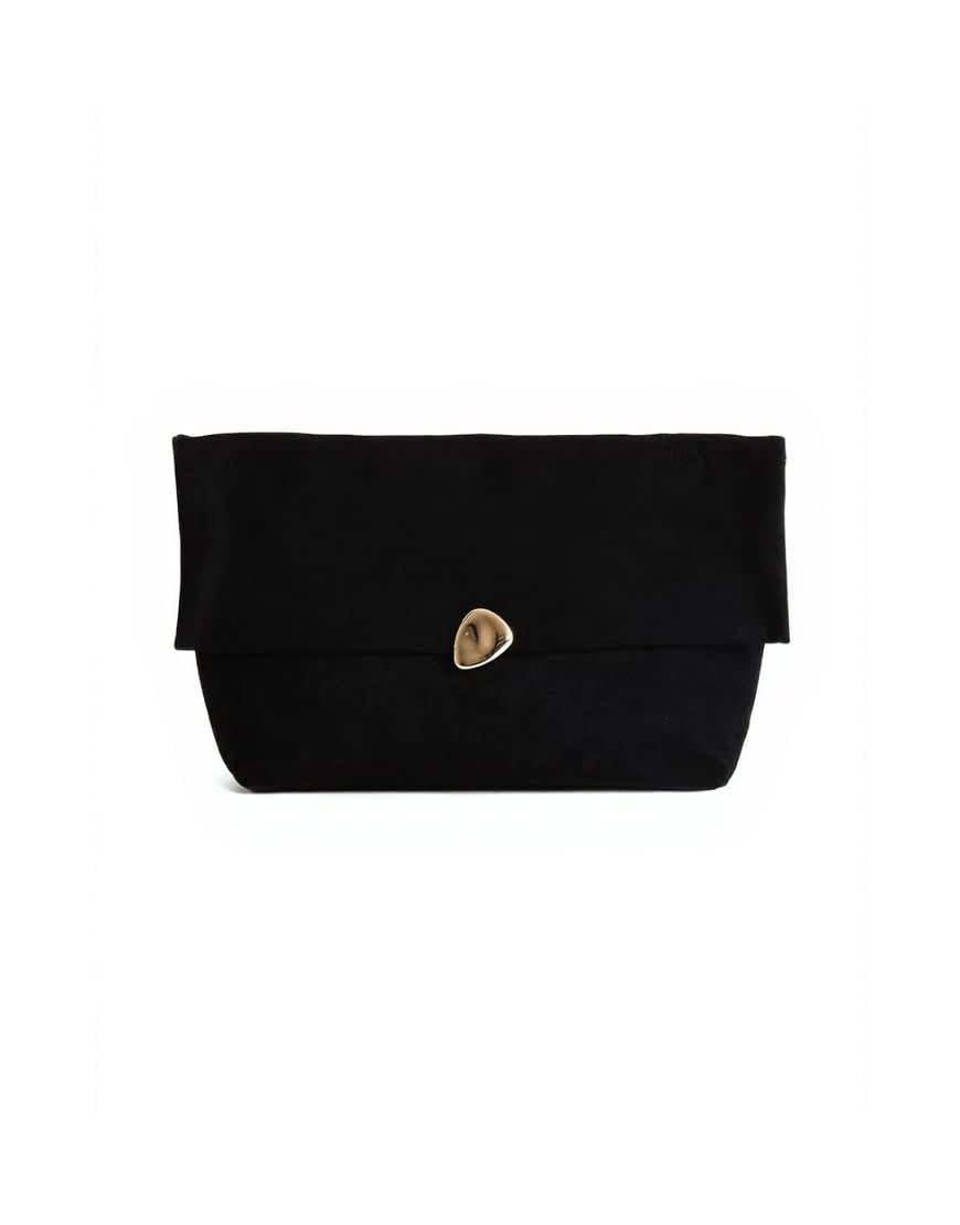Topshop Gaia oversized suedette clutch bag with hardware in black