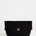 Topshop Gaia oversized suedette clutch bag with hardware in black