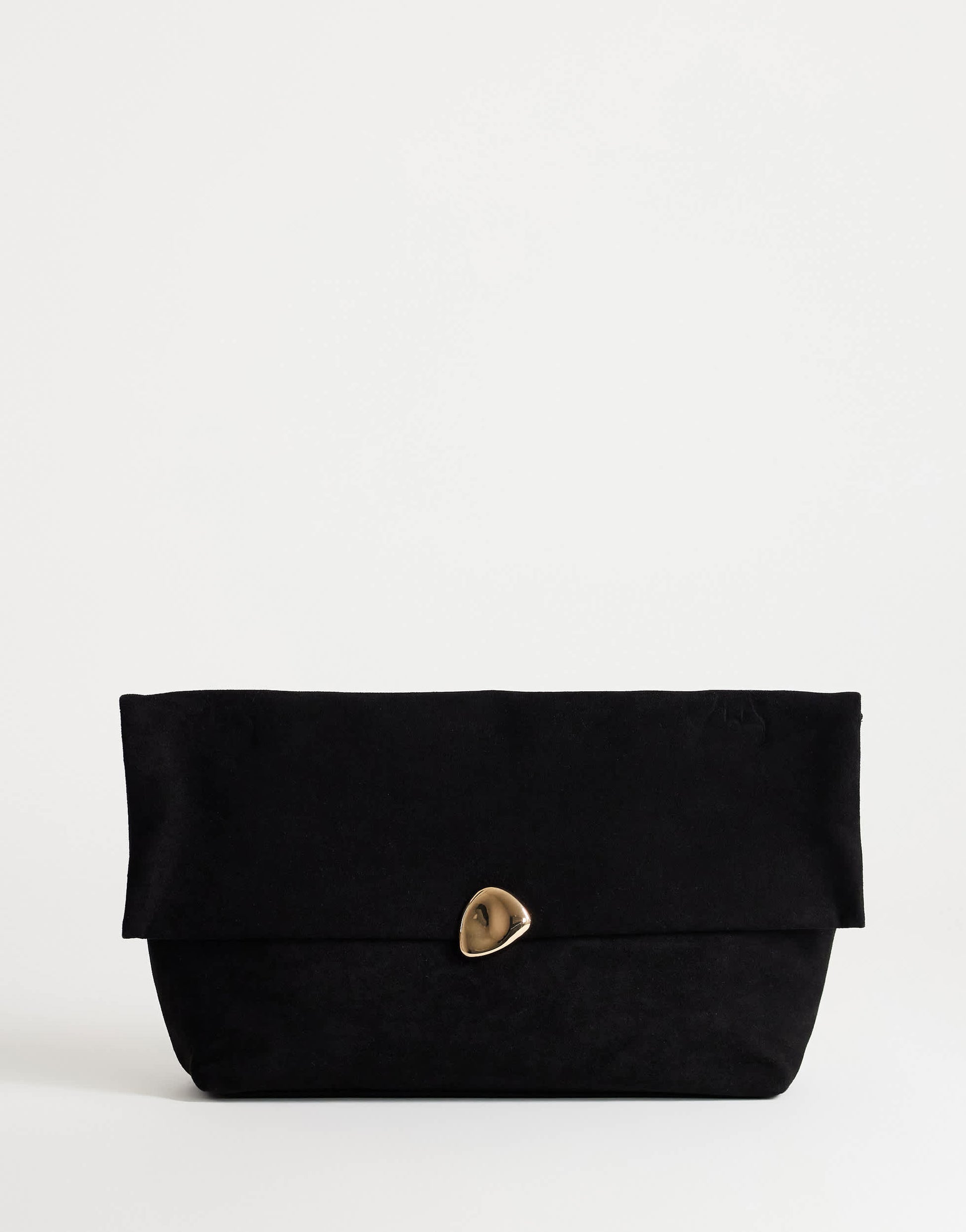 Topshop Gaia oversized suedette clutch bag with hardware in black