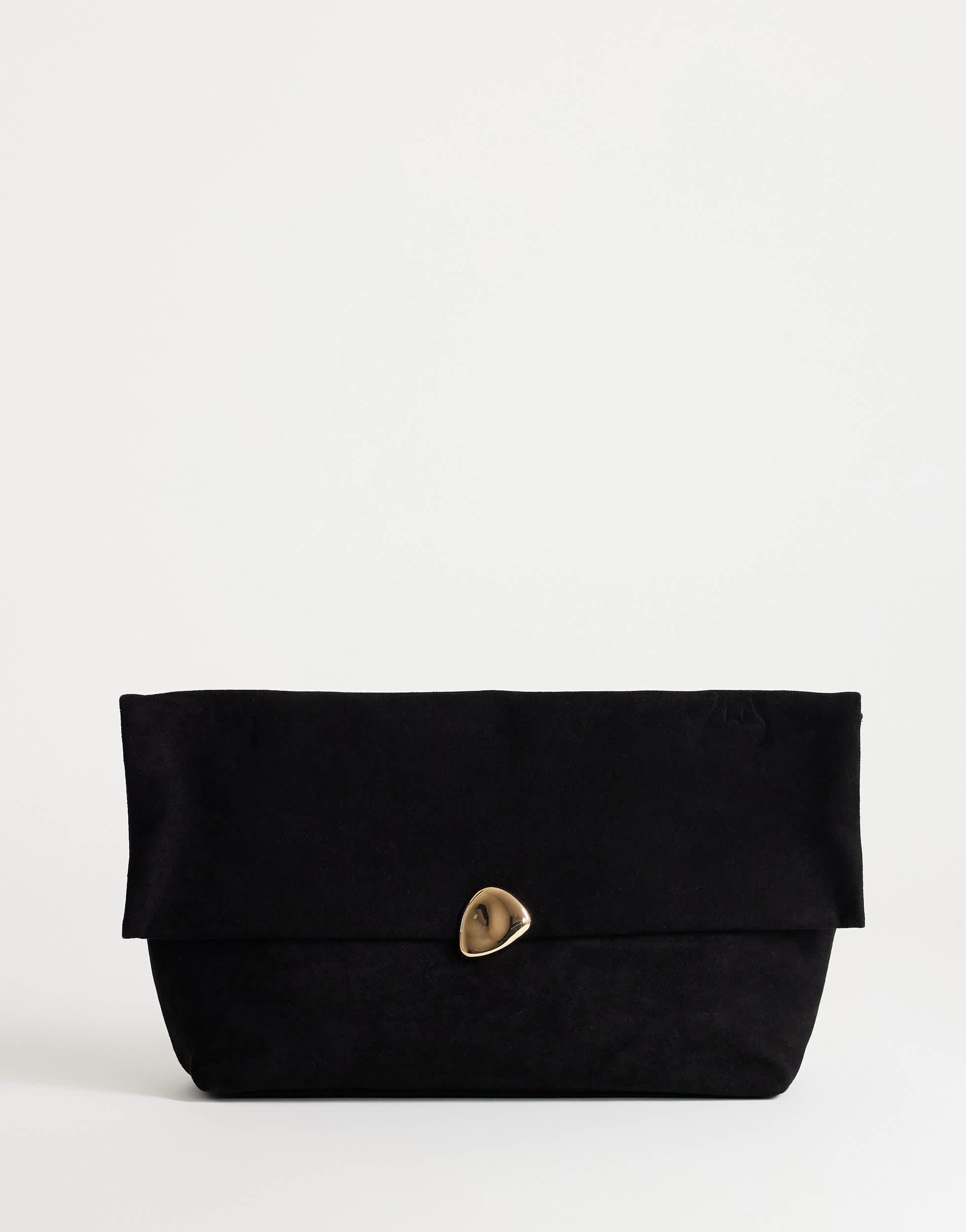 Topshop Gaia oversized suedette clutch bag with hardware in black