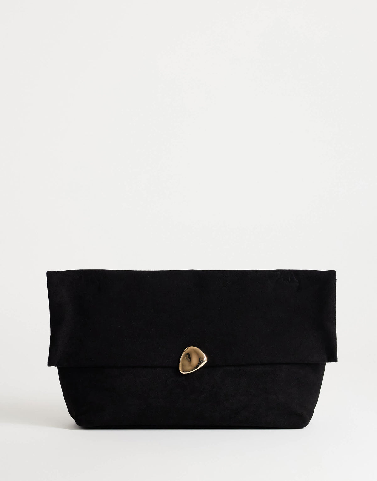 Topshop Gaia oversized suedette clutch bag with hardware in black