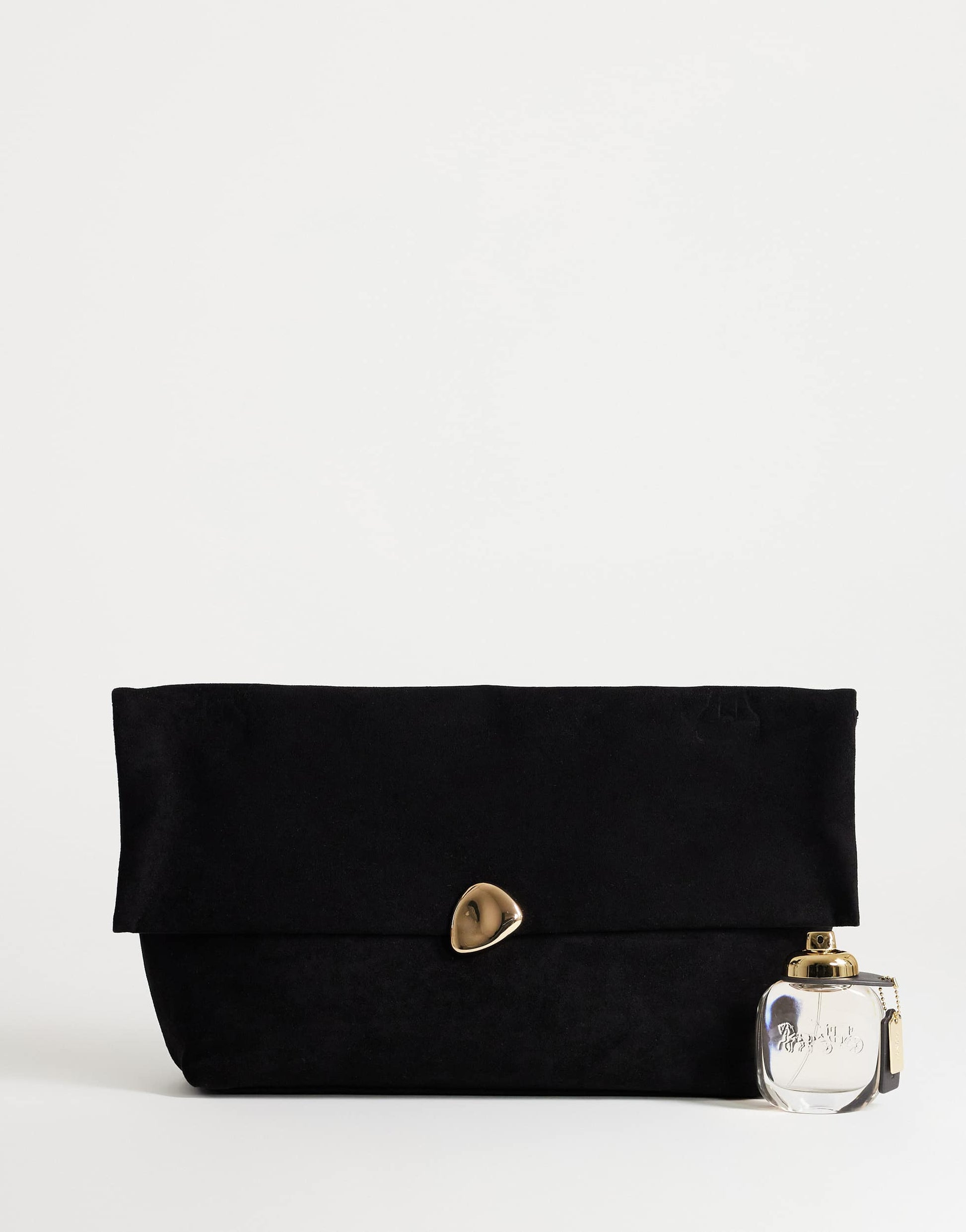 Topshop Gaia oversized suedette clutch bag with hardware in black