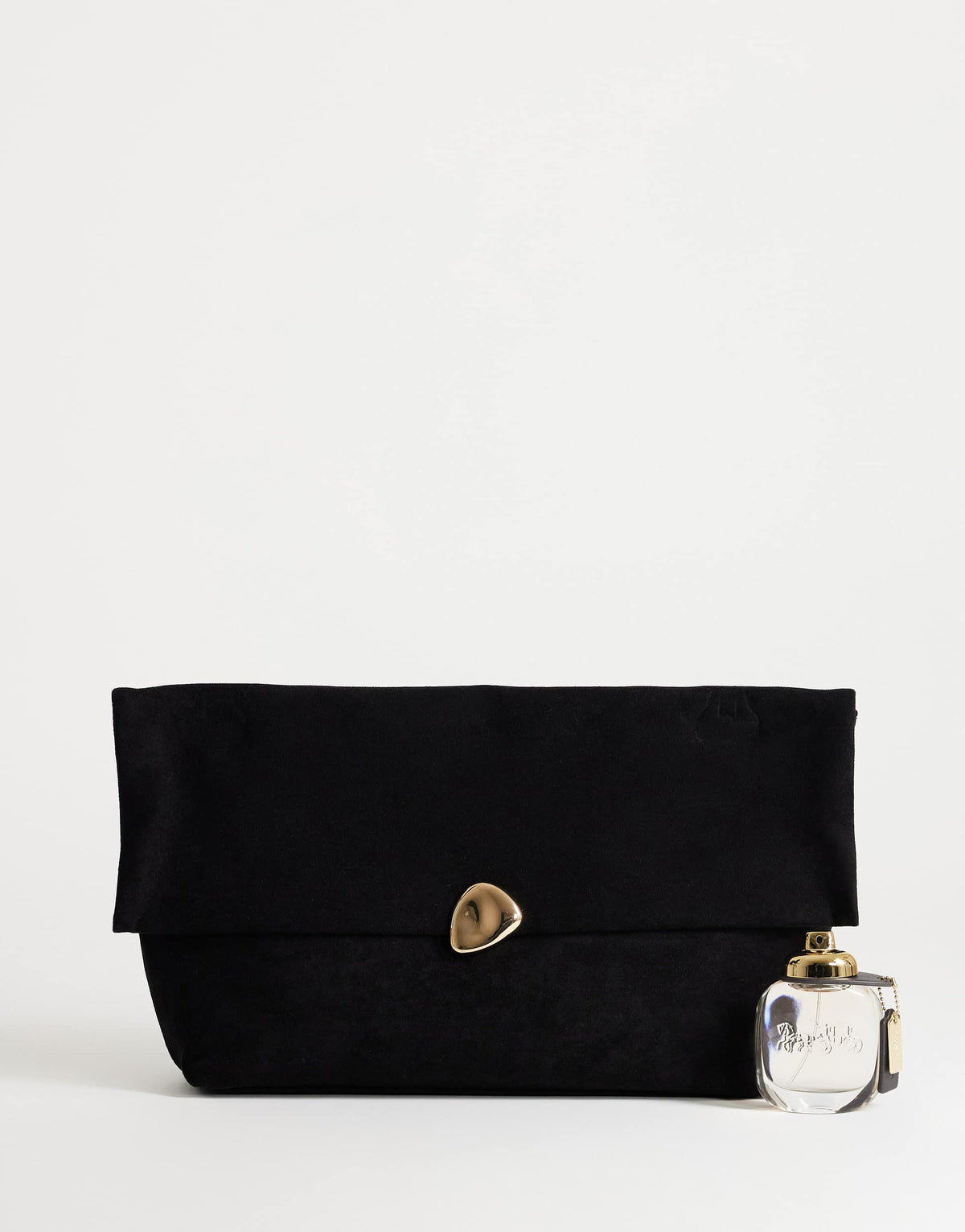 Topshop Gaia oversized suedette clutch bag with hardware in black