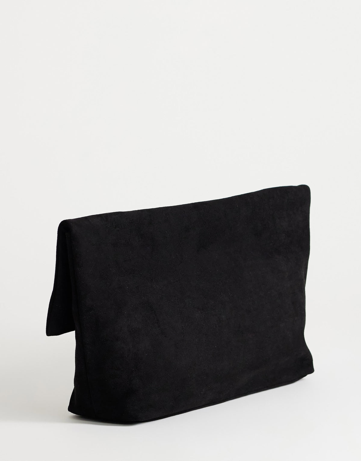 Topshop Gaia oversized suedette clutch bag with hardware in black