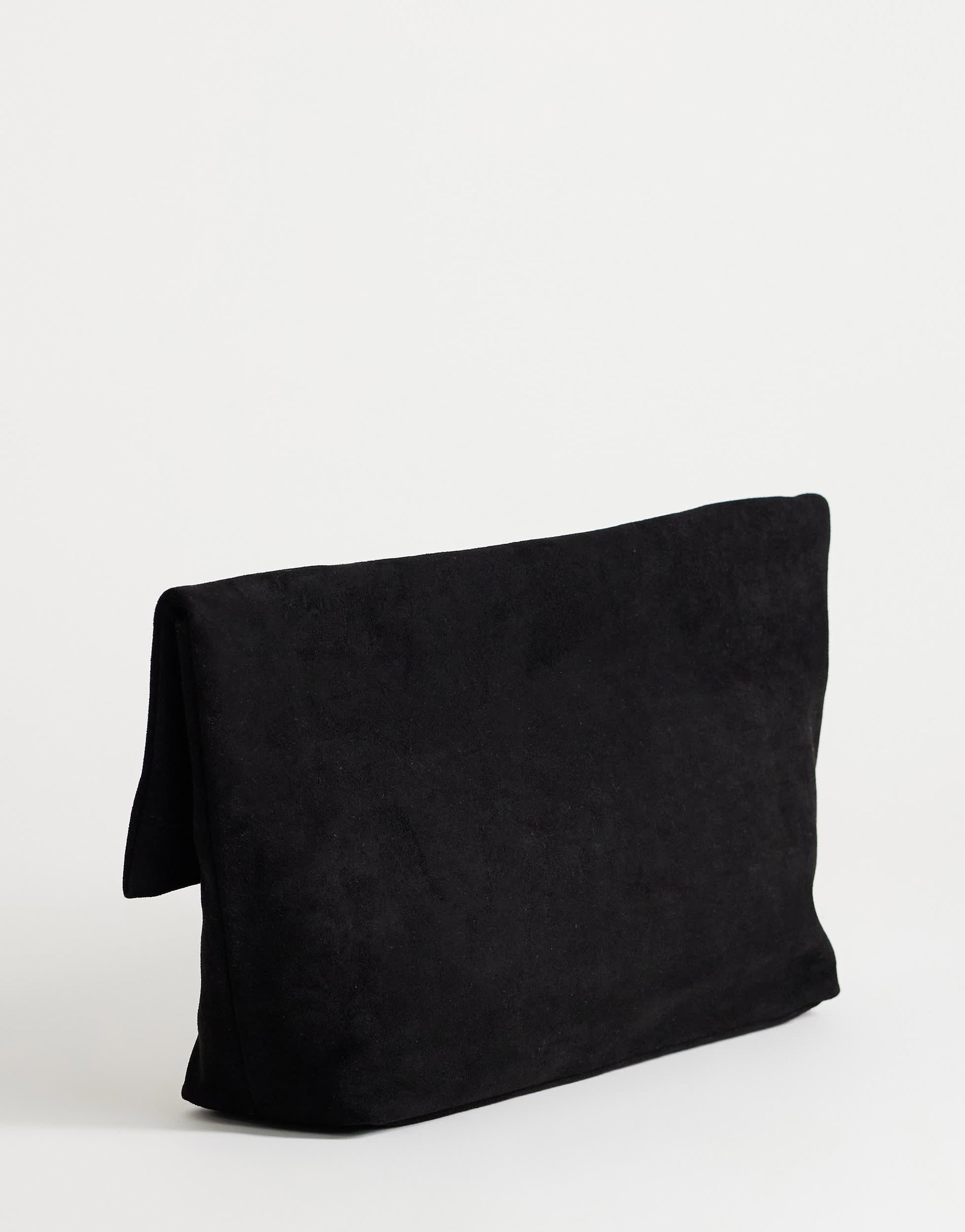 Topshop Gaia oversized suedette clutch bag with hardware in black
