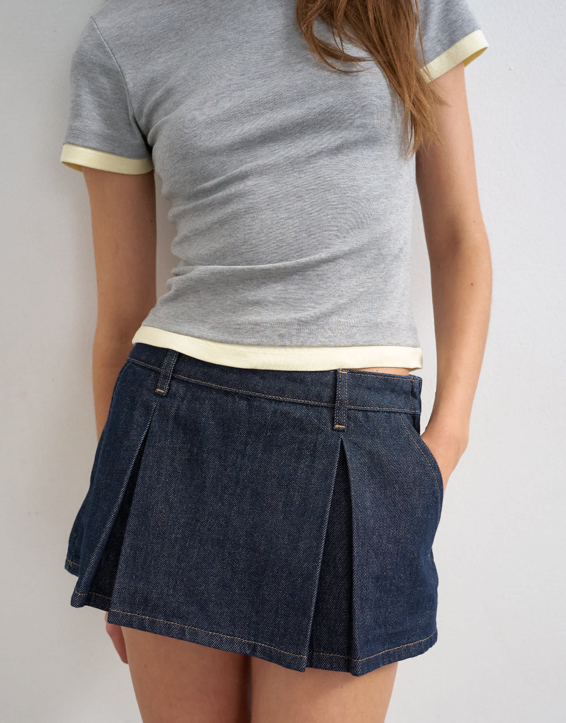 Topshop denim skort in indigo rinse