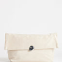 Topshop Gaia oversized suedette clutch bag with hardware in beige