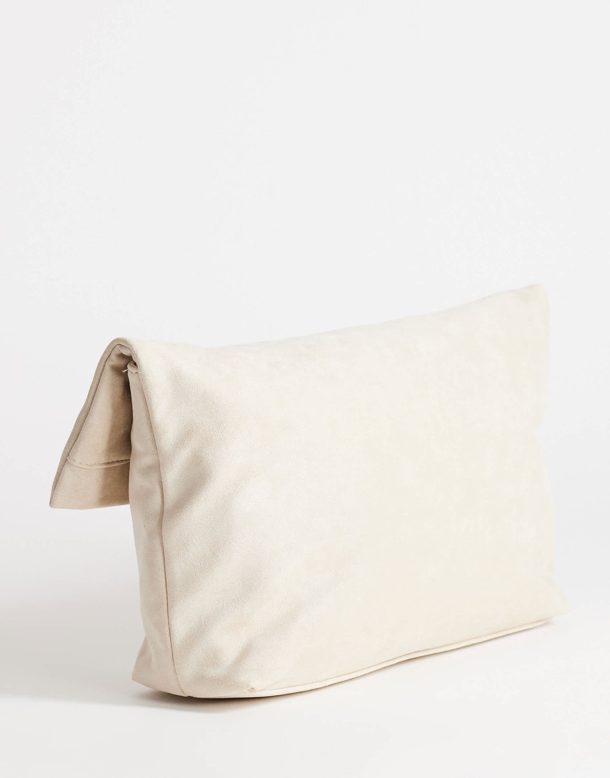 Topshop Gaia oversized suedette clutch bag with hardware in beige