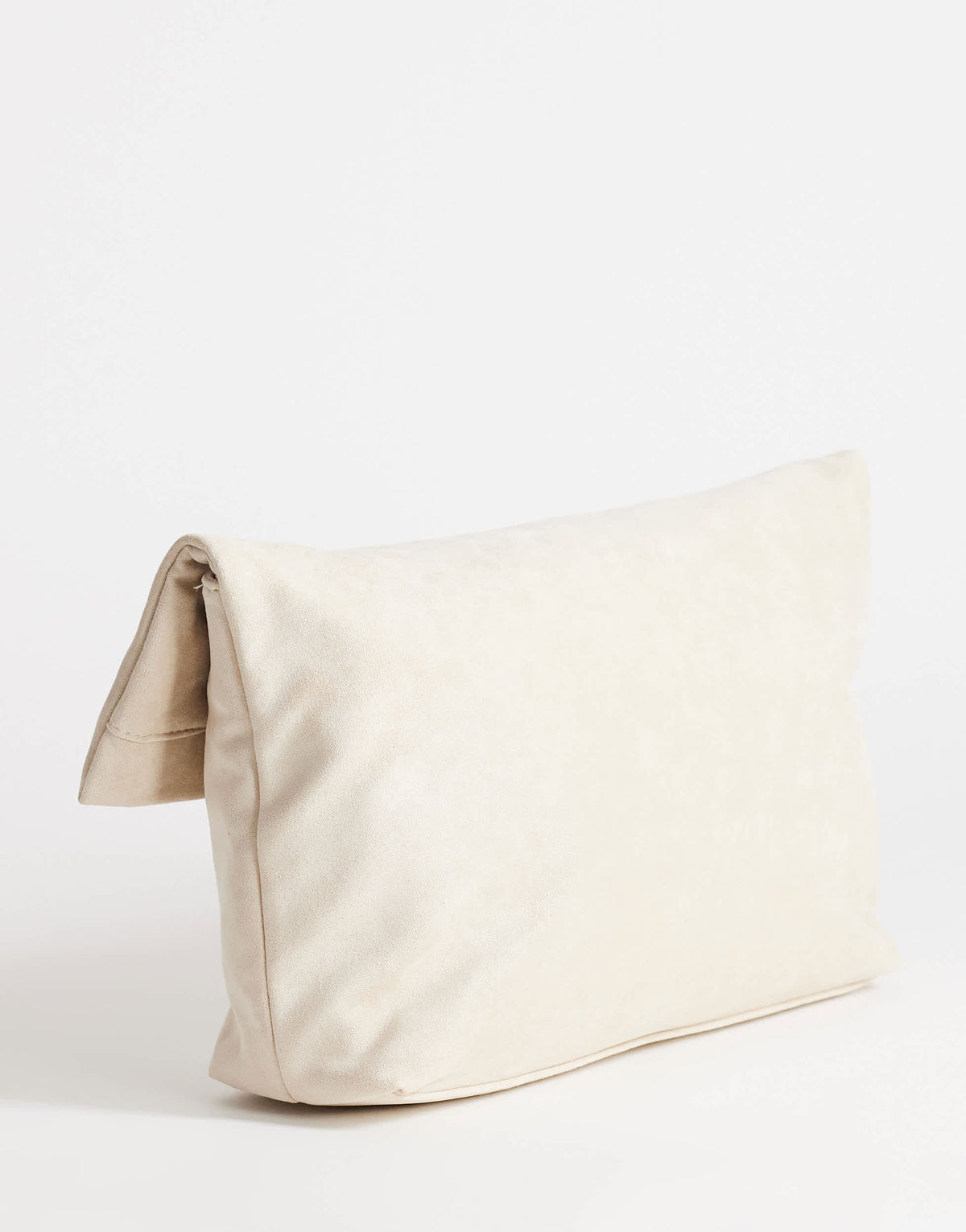 Topshop Gaia oversized suedette clutch bag with hardware in beige