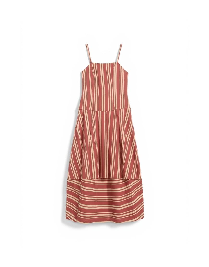 Topshop denim barrel maxi dress in red stripe