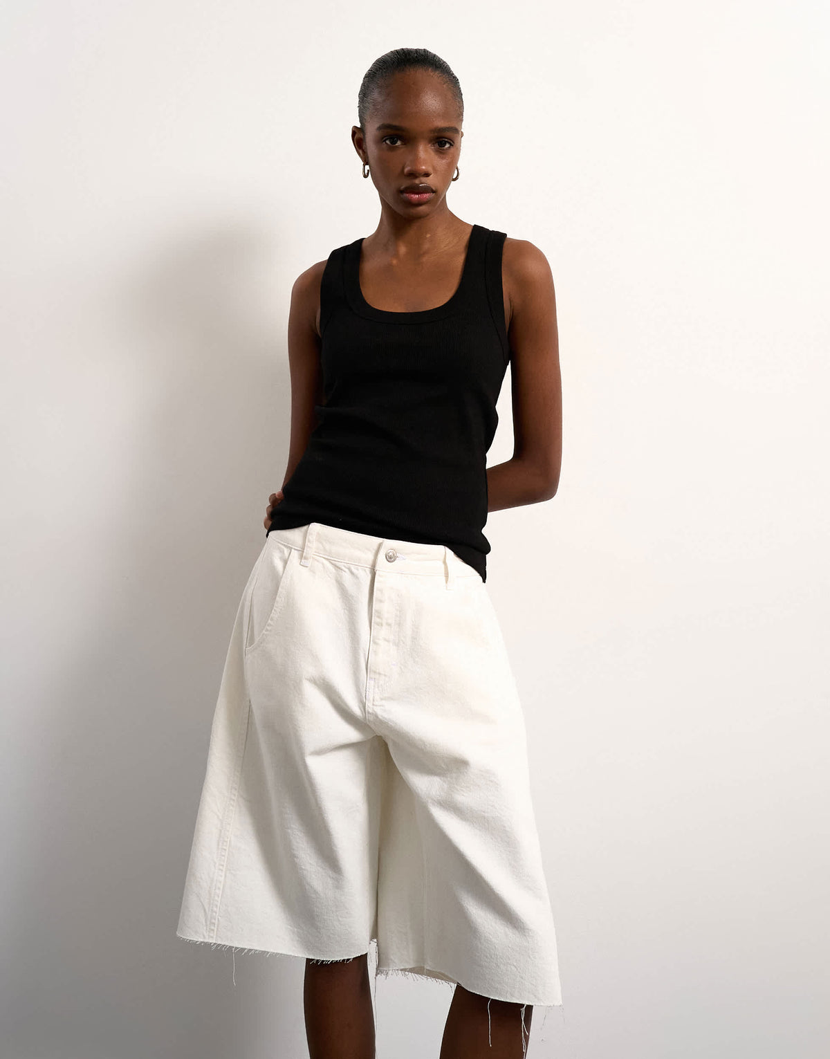 Topshop denim barrel jort in ecru