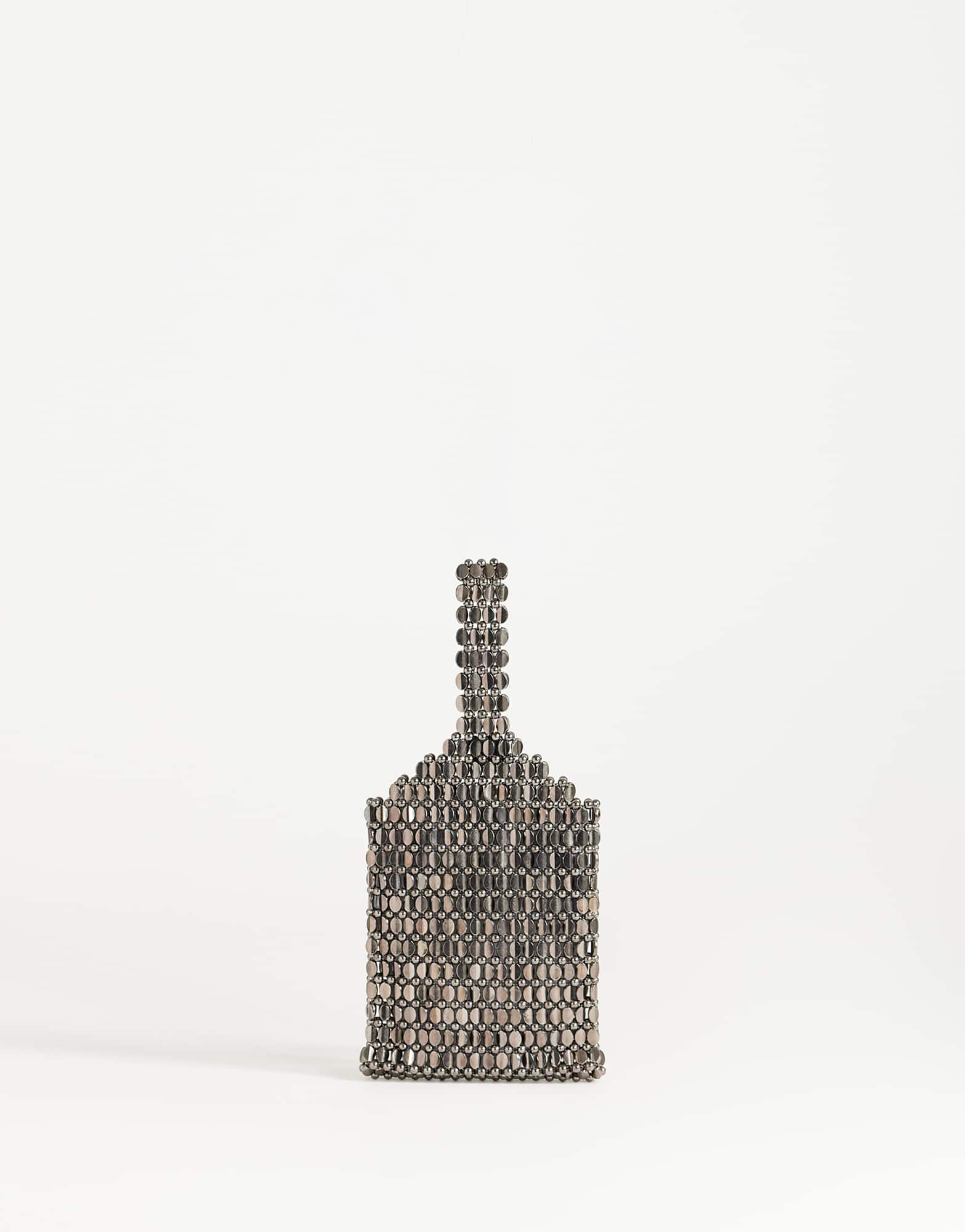 Topshop Junoe small beaded wristlet grab bag in pewter