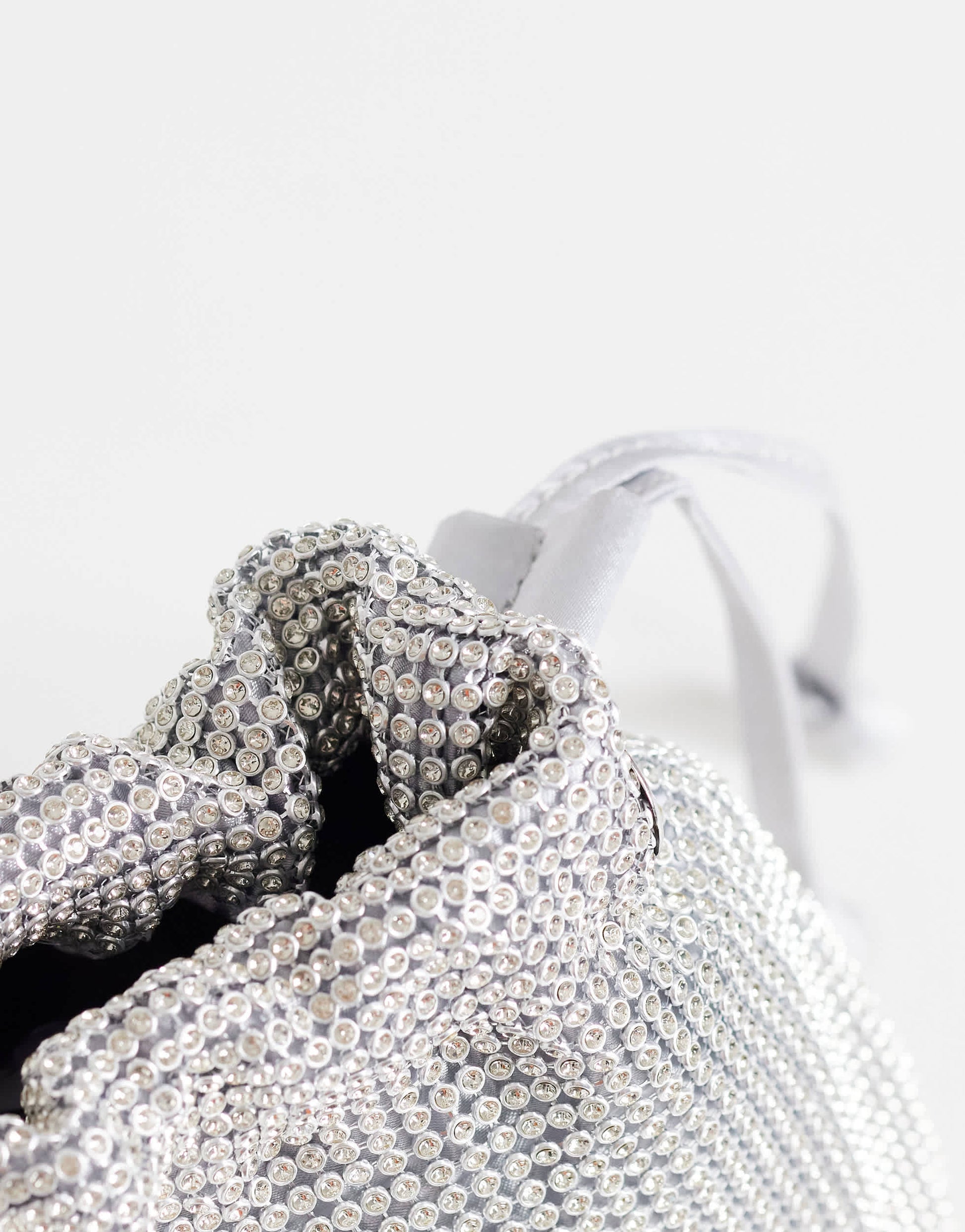 Topshop Seleena small diamante drawstring clutch bag in silver