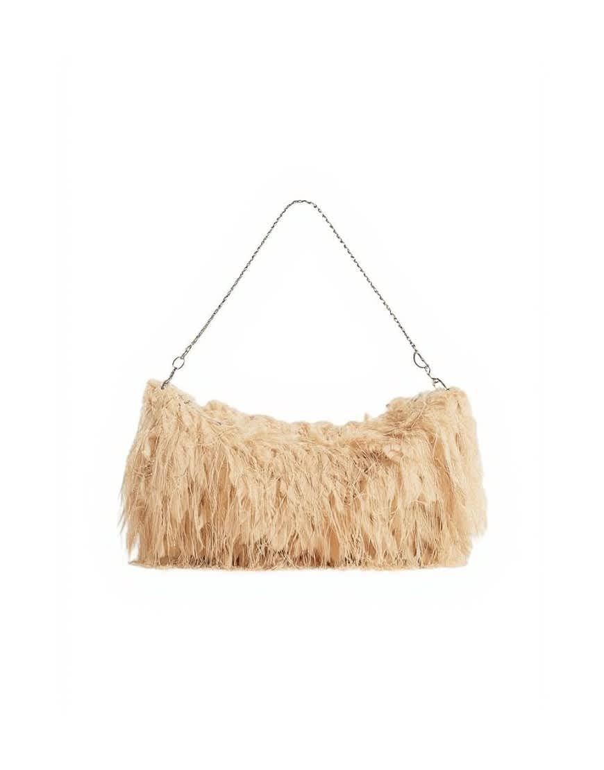Topshop Juliet small fringe grab bag in champagne