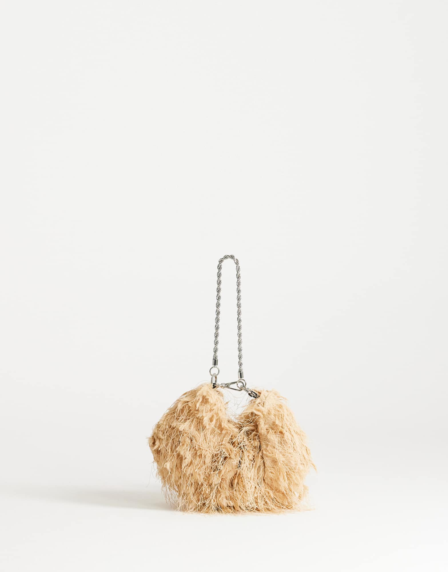 Topshop Juliet small fringe grab bag in champagne