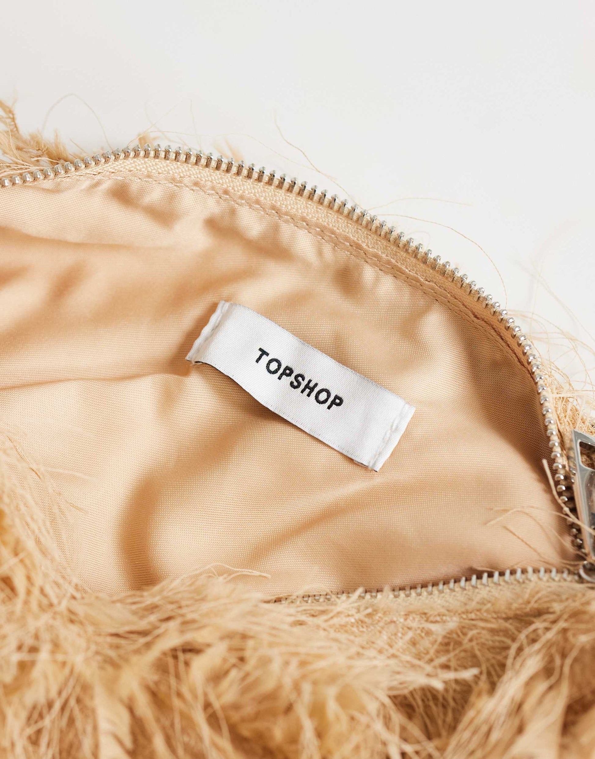 Topshop Juliet small fringe grab bag in champagne