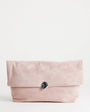 Topshop Gaia oversized suedette clutch bag with hardware in light pink