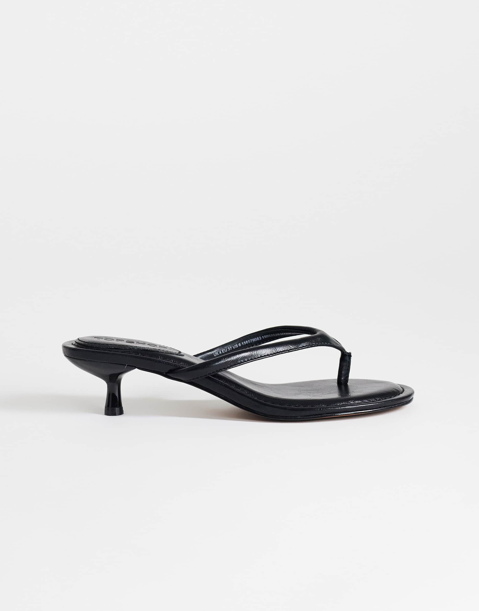 Topshop Axel toe thong mid heel sandal in black