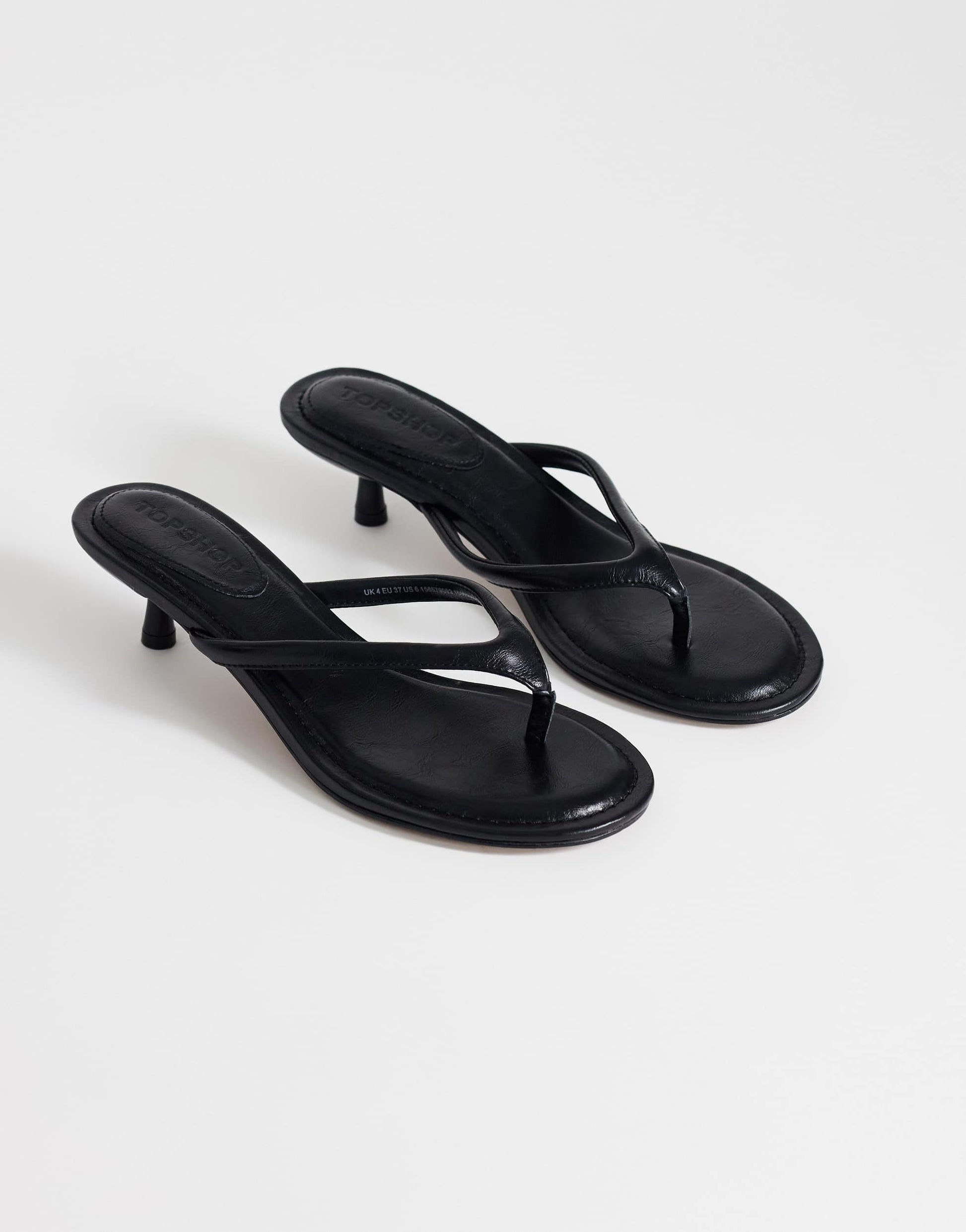 Topshop Axel toe thong mid heel sandal in black