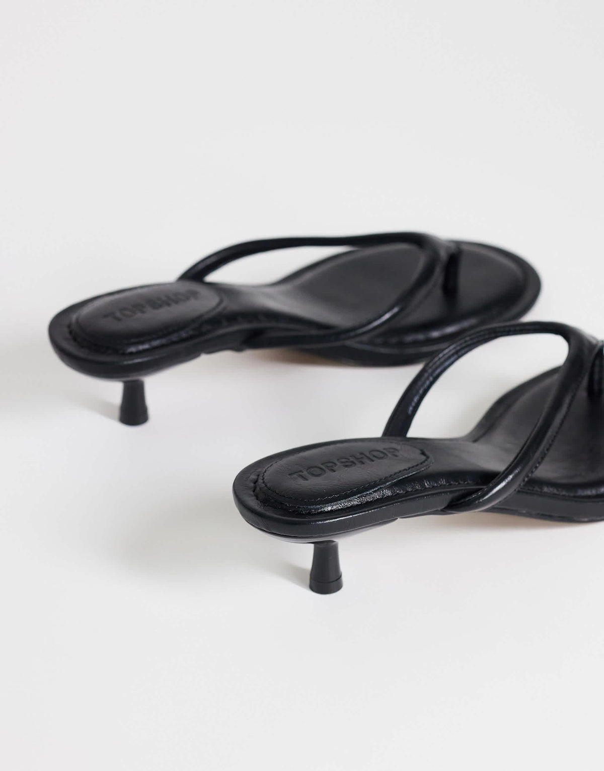 Topshop Axel toe thong mid heel sandal in black