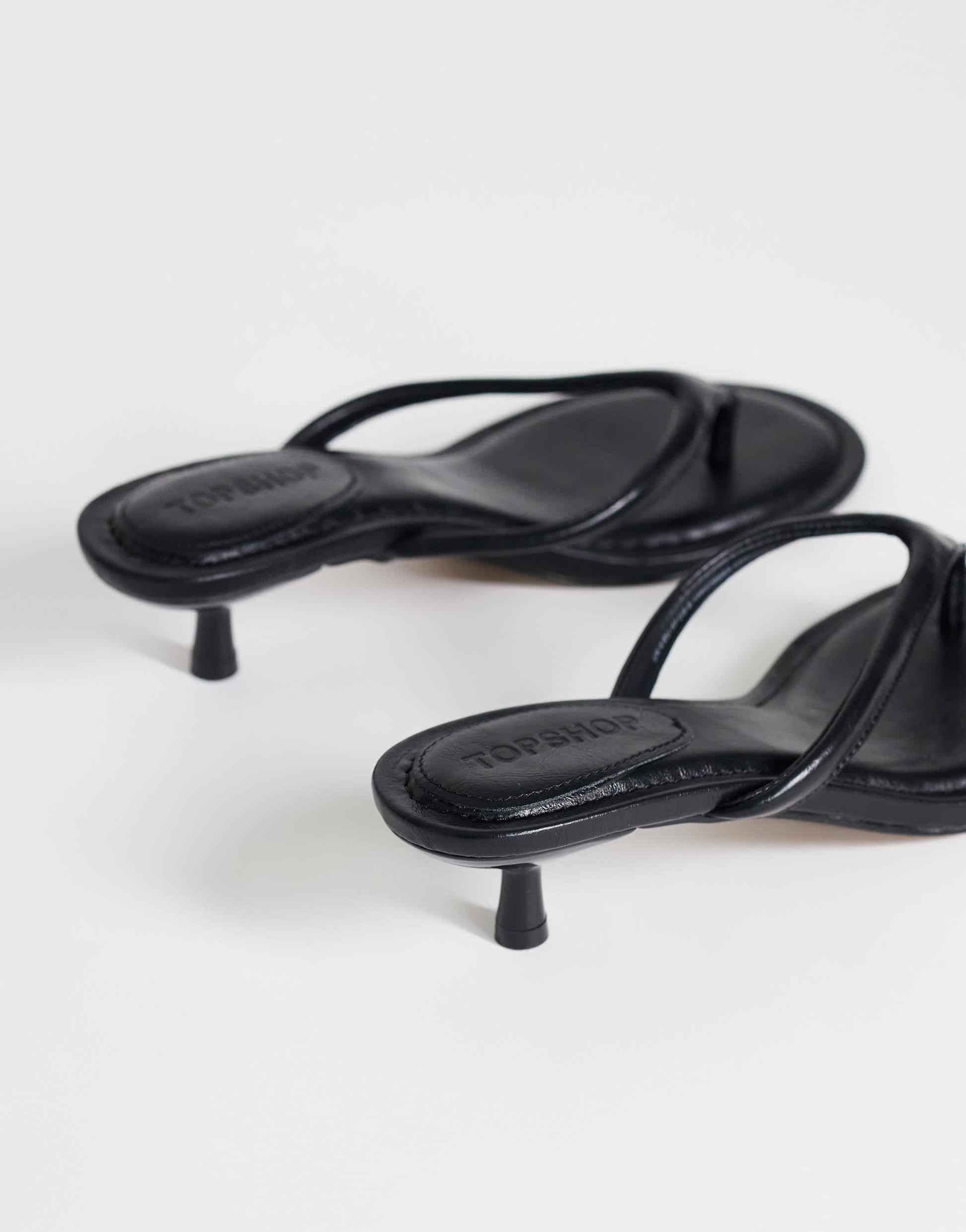 Topshop Axel toe thong mid heel sandal in black