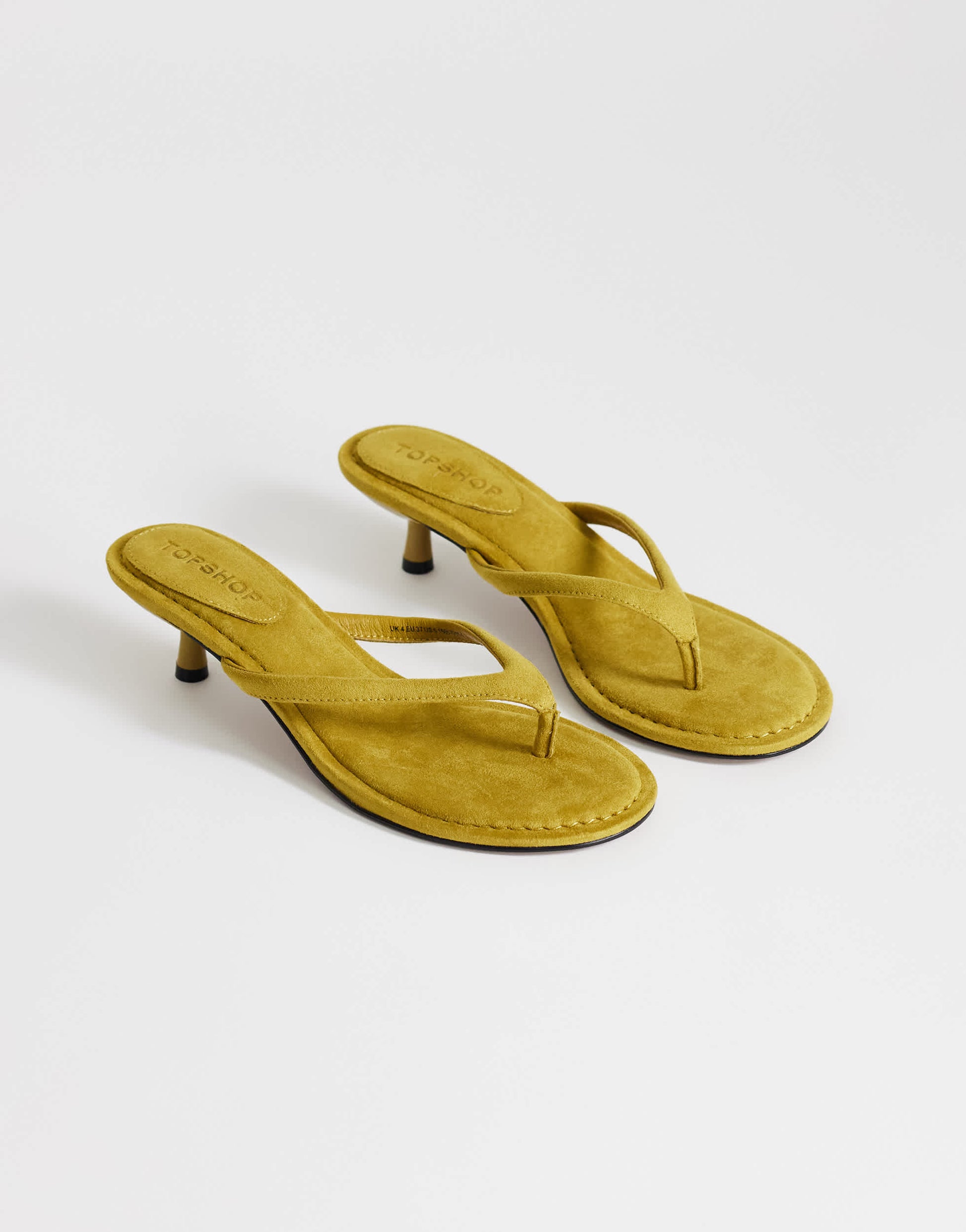 Topshop Axel toe thong mid heel sandal in olive