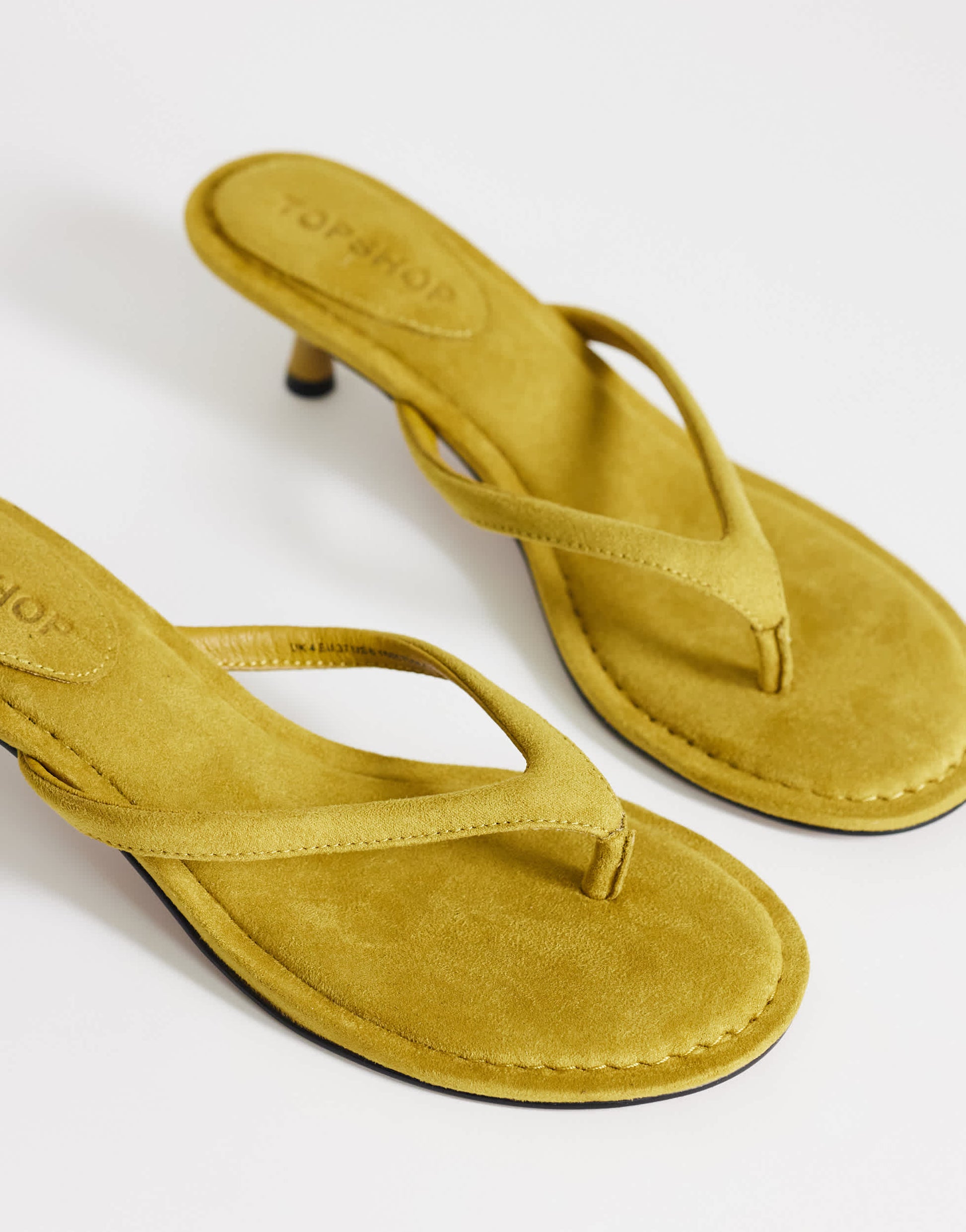 Topshop Axel toe thong mid heel sandal in olive