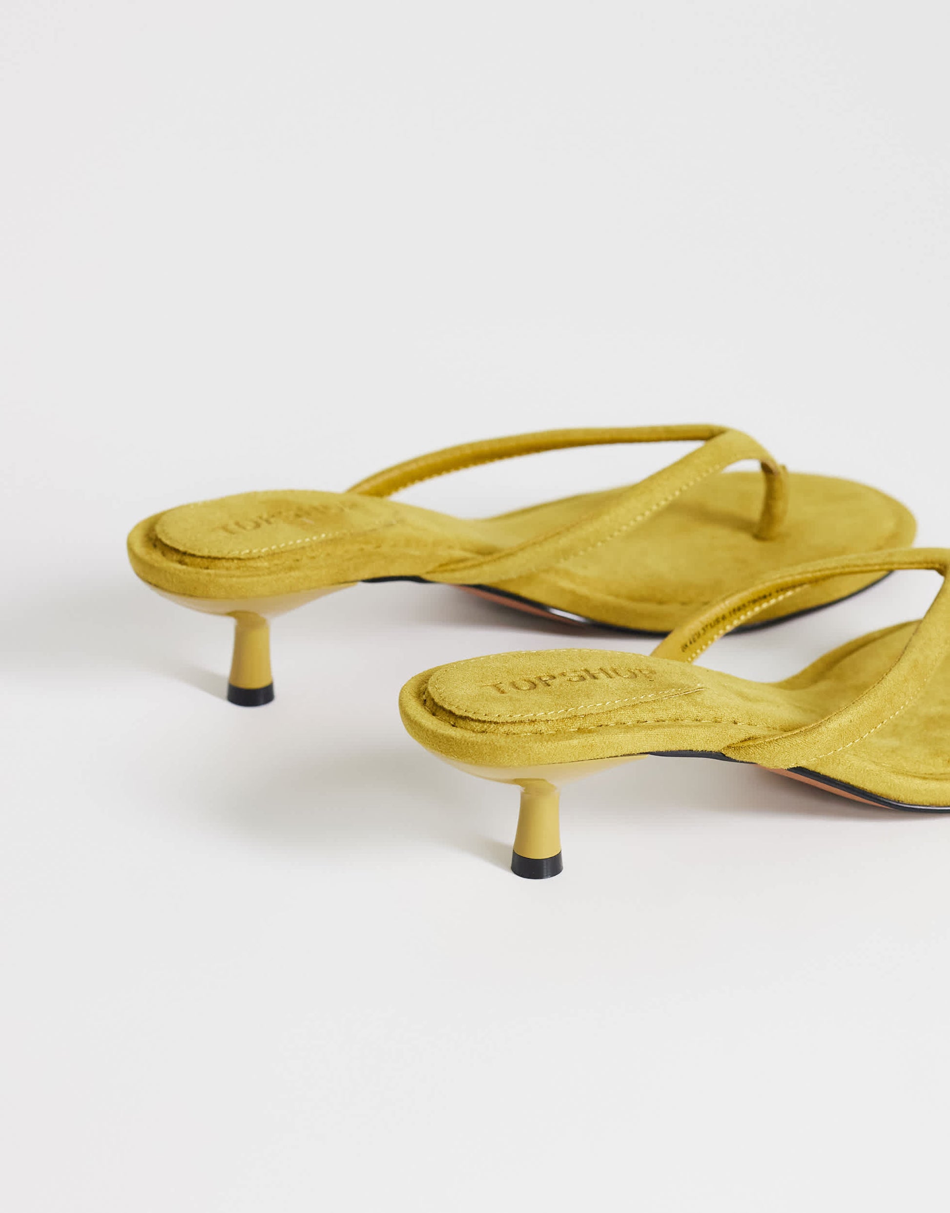 Topshop Axel toe thong mid heel sandal in olive