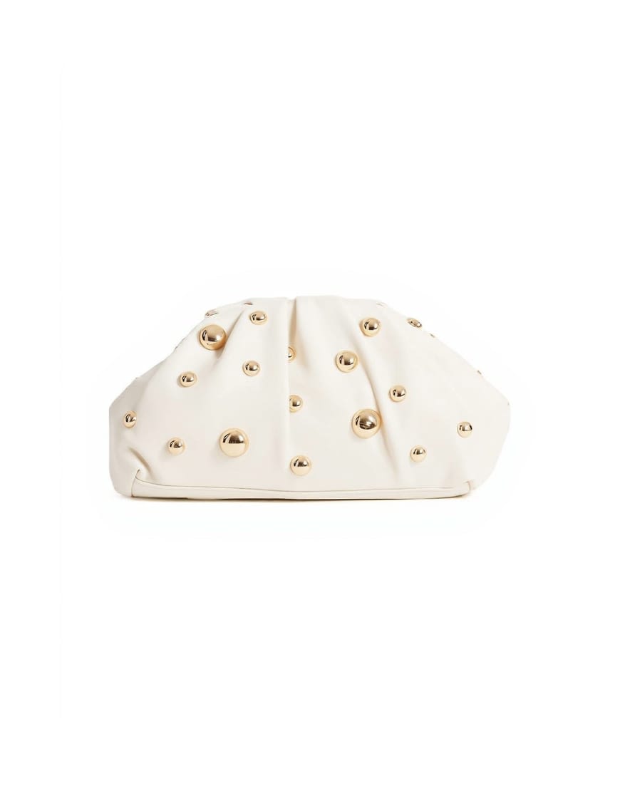 Topshop Josephine small studded clutch bag in off white