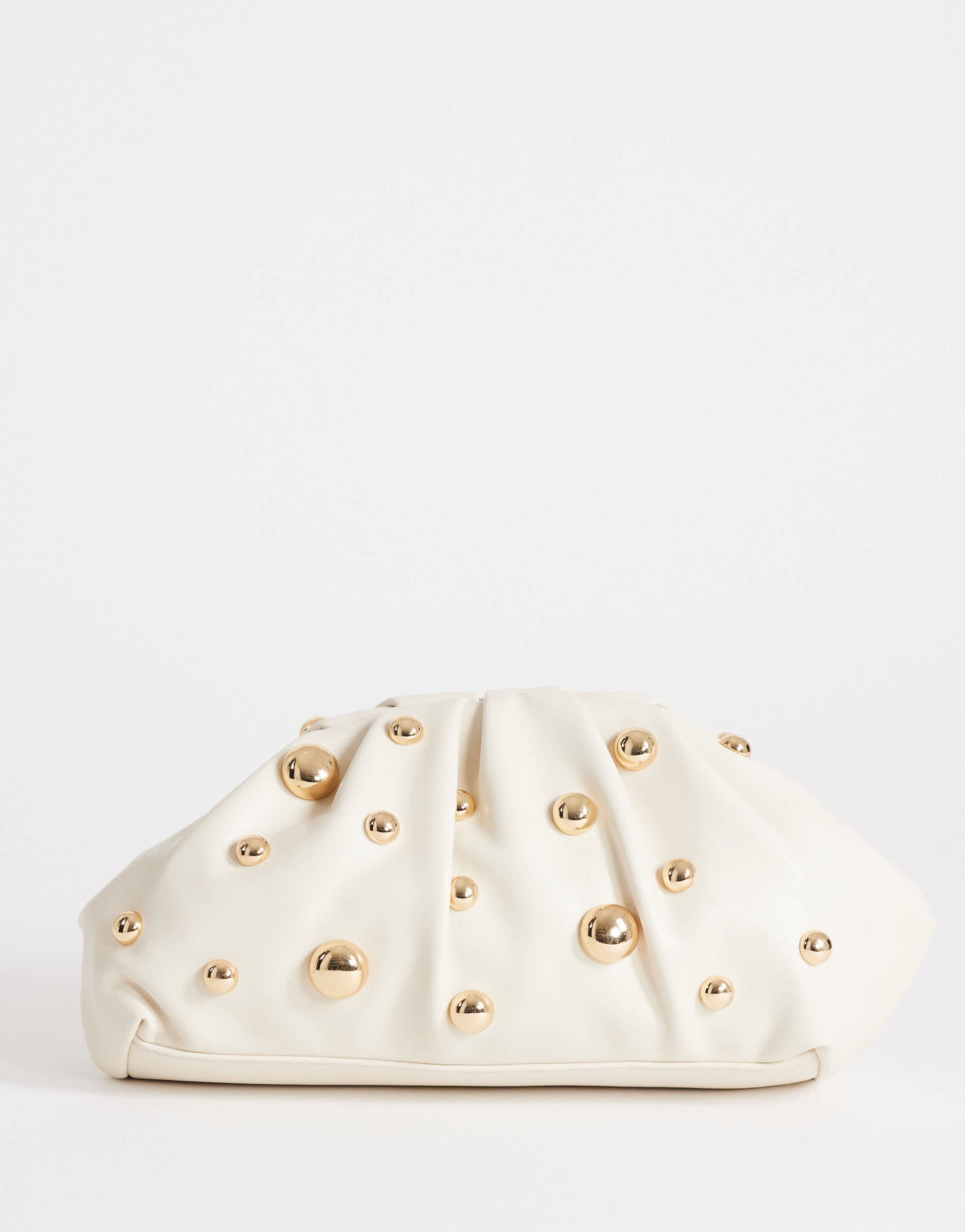 Topshop Josephine small studded clutch bag in off white
