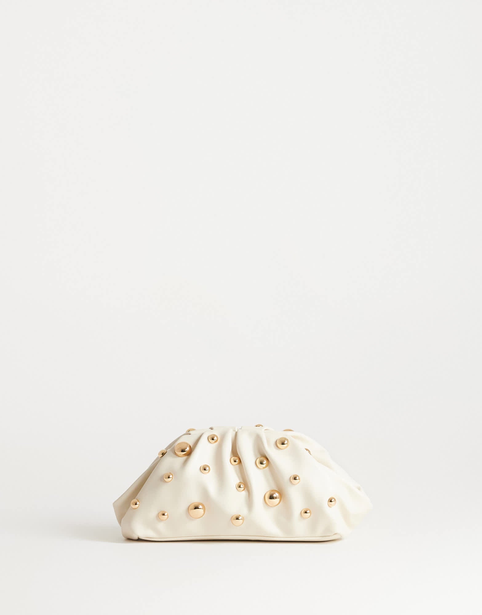 Topshop Josephine small studded clutch bag in off white