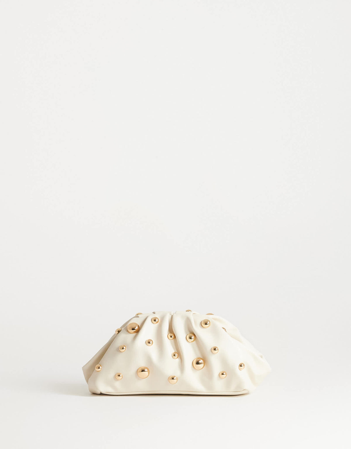 Topshop Josephine small studded clutch bag in off white