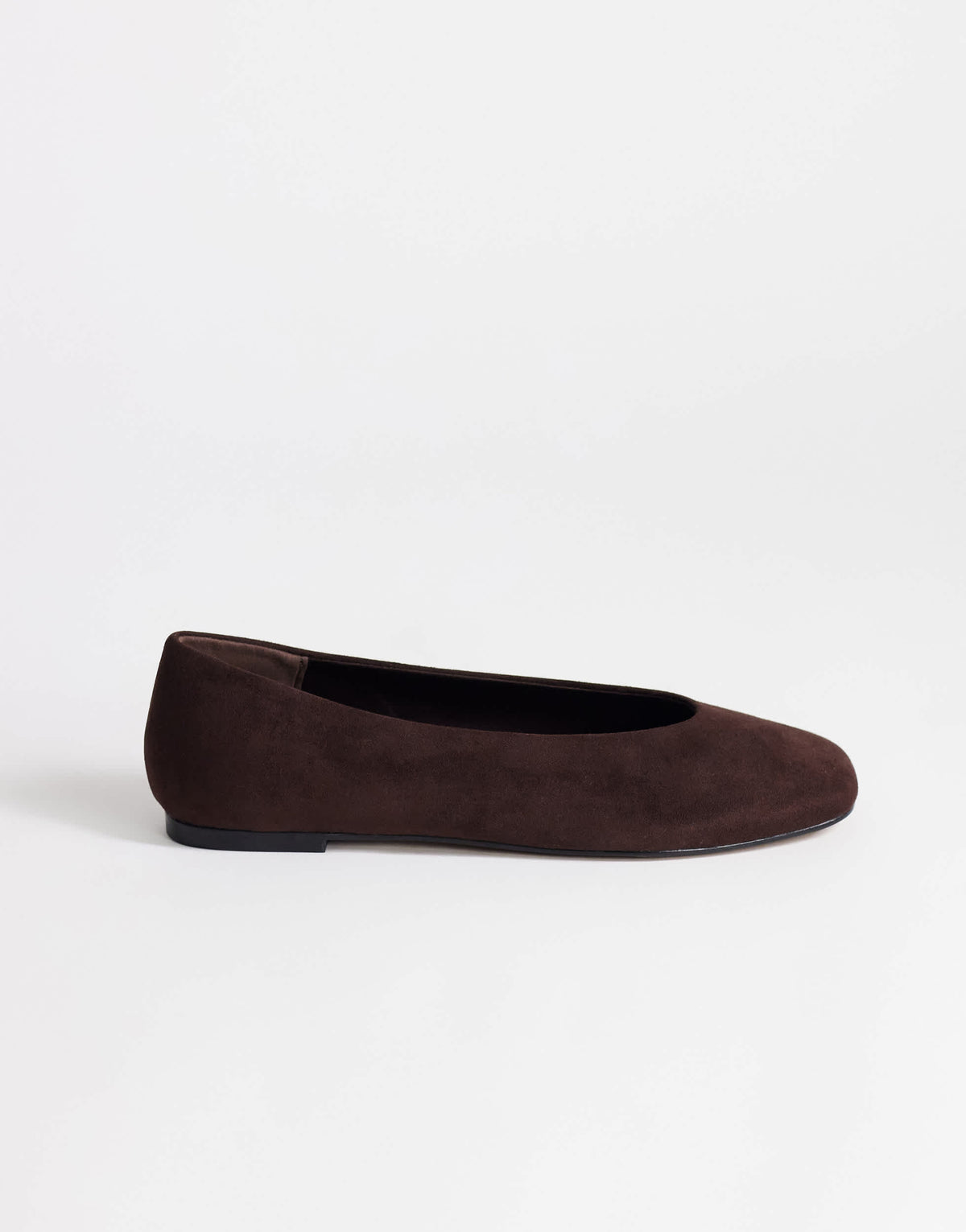 Topshop Duke faux suede chiselled ballet flat in chocolate