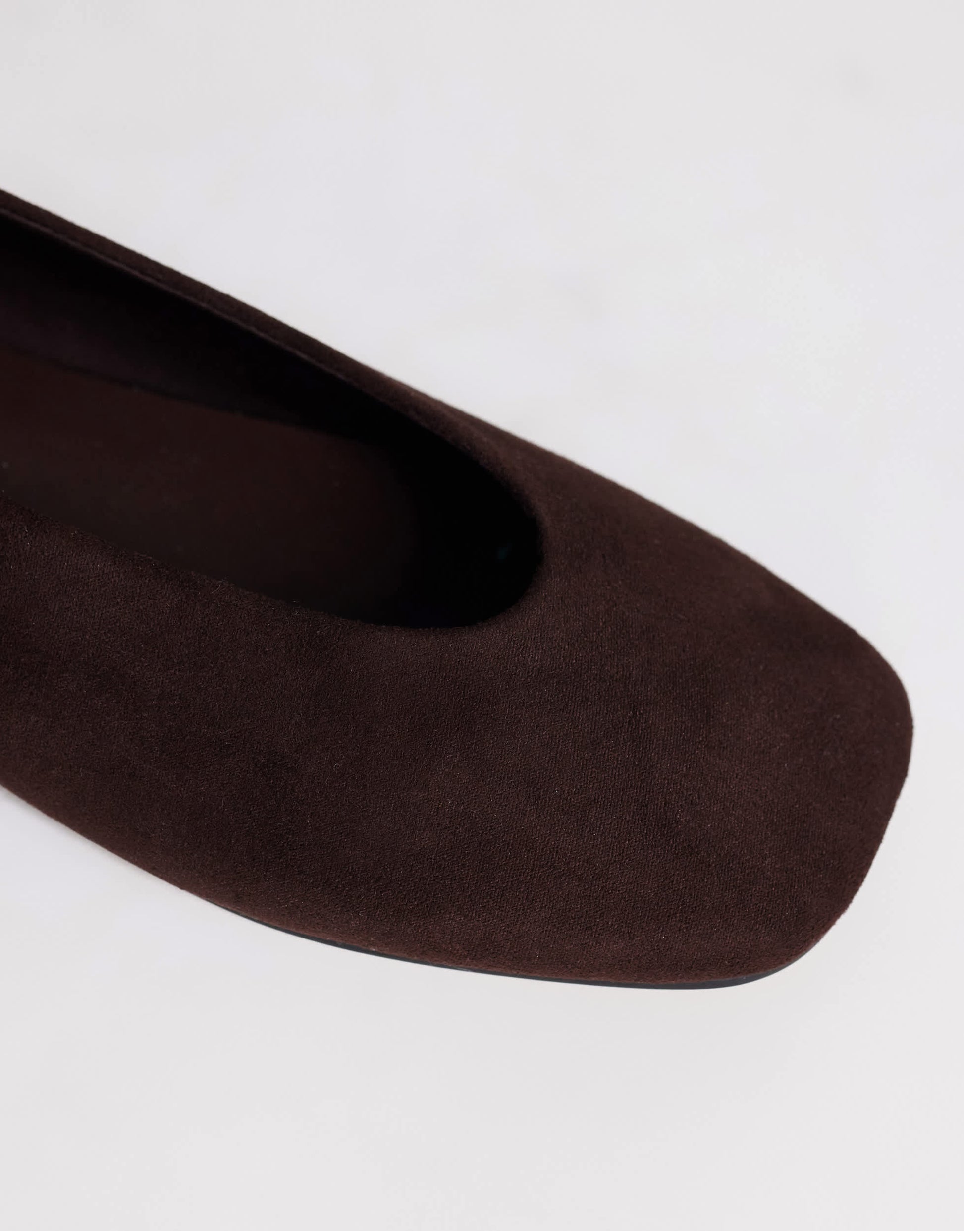 Topshop Duke faux suede chiselled ballet flat in chocolate
