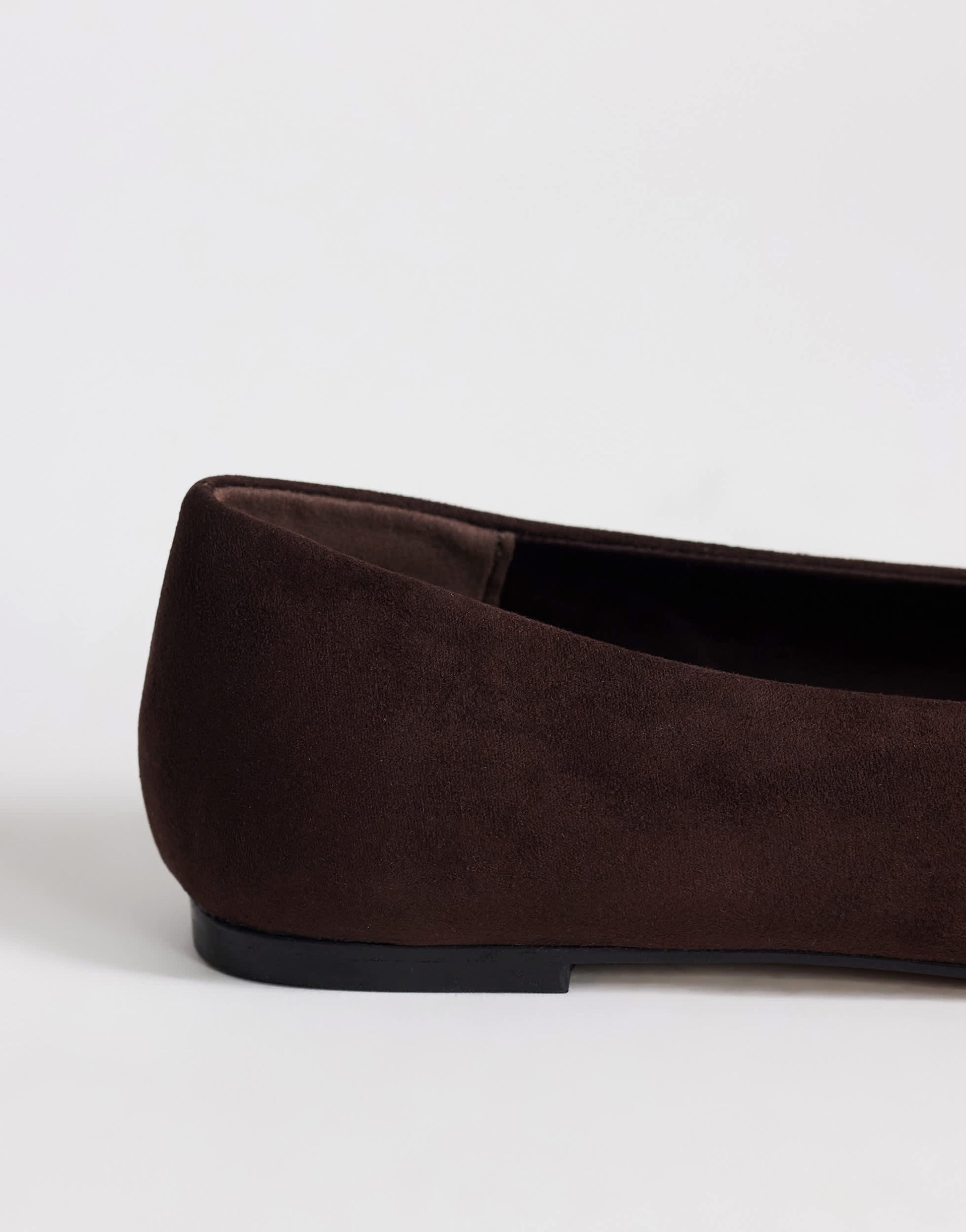 Topshop Duke faux suede chiselled ballet flat in chocolate