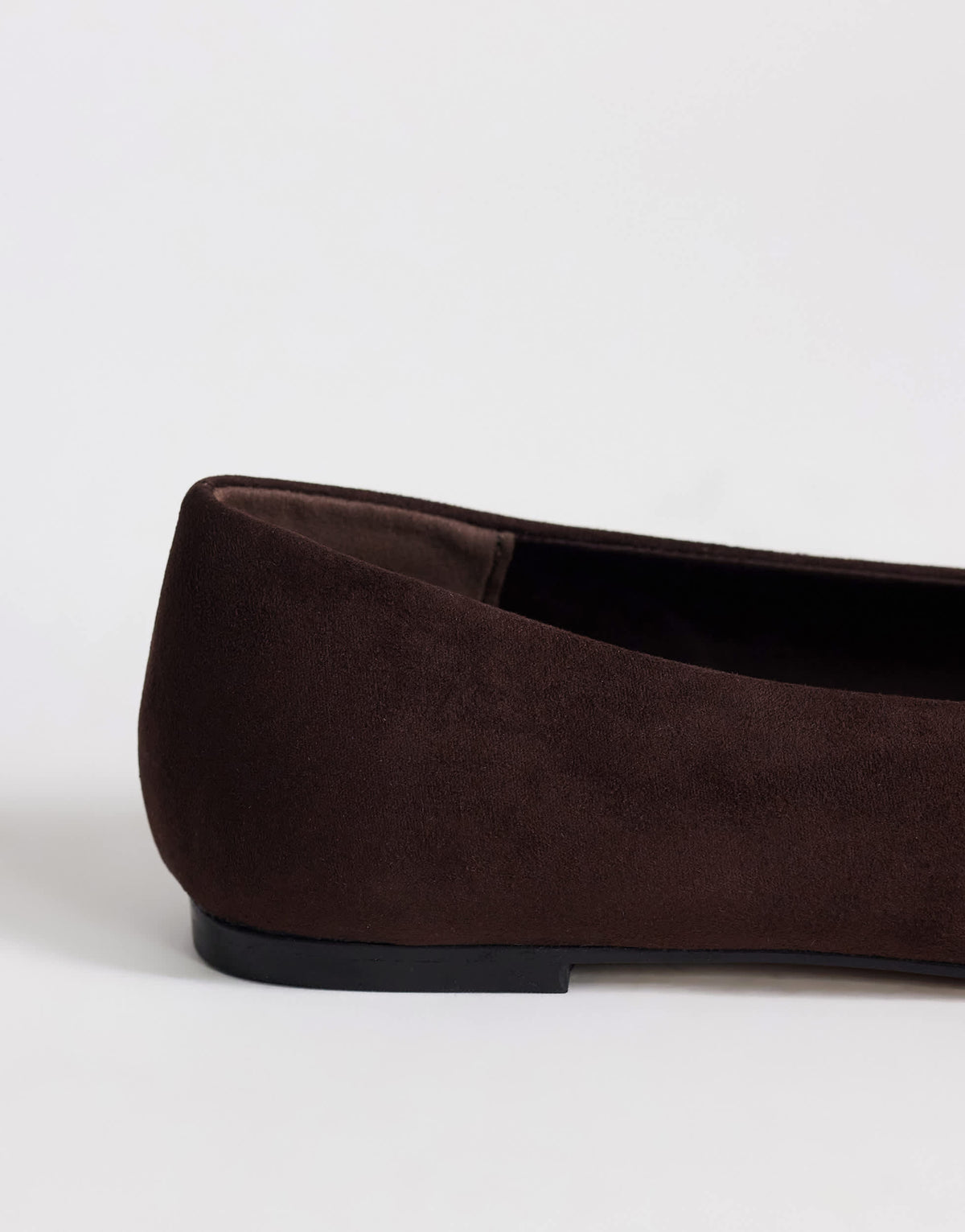 Topshop Duke faux suede chiselled ballet flat in chocolate