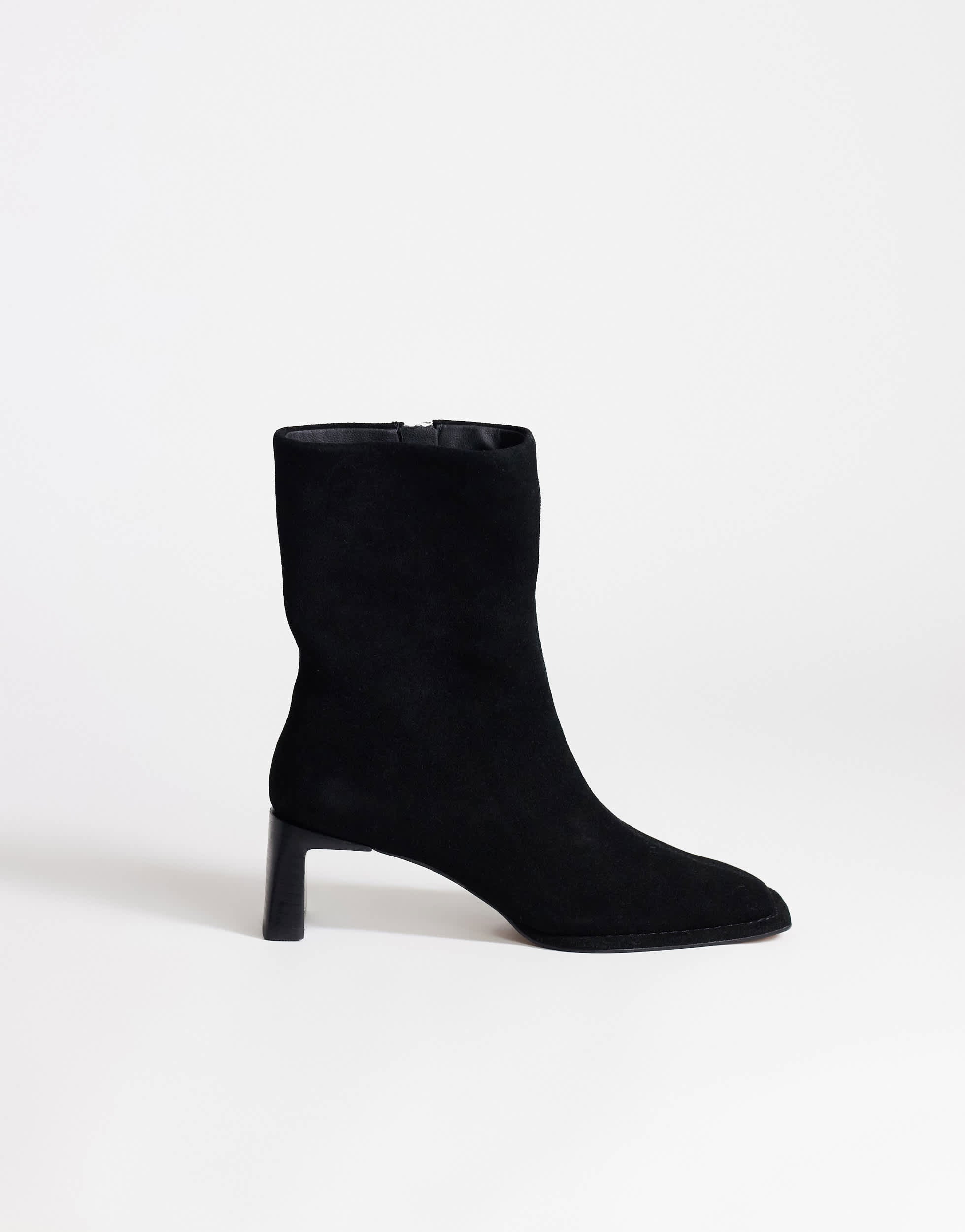 Topshop Kali real suede heeled ankle boot in black