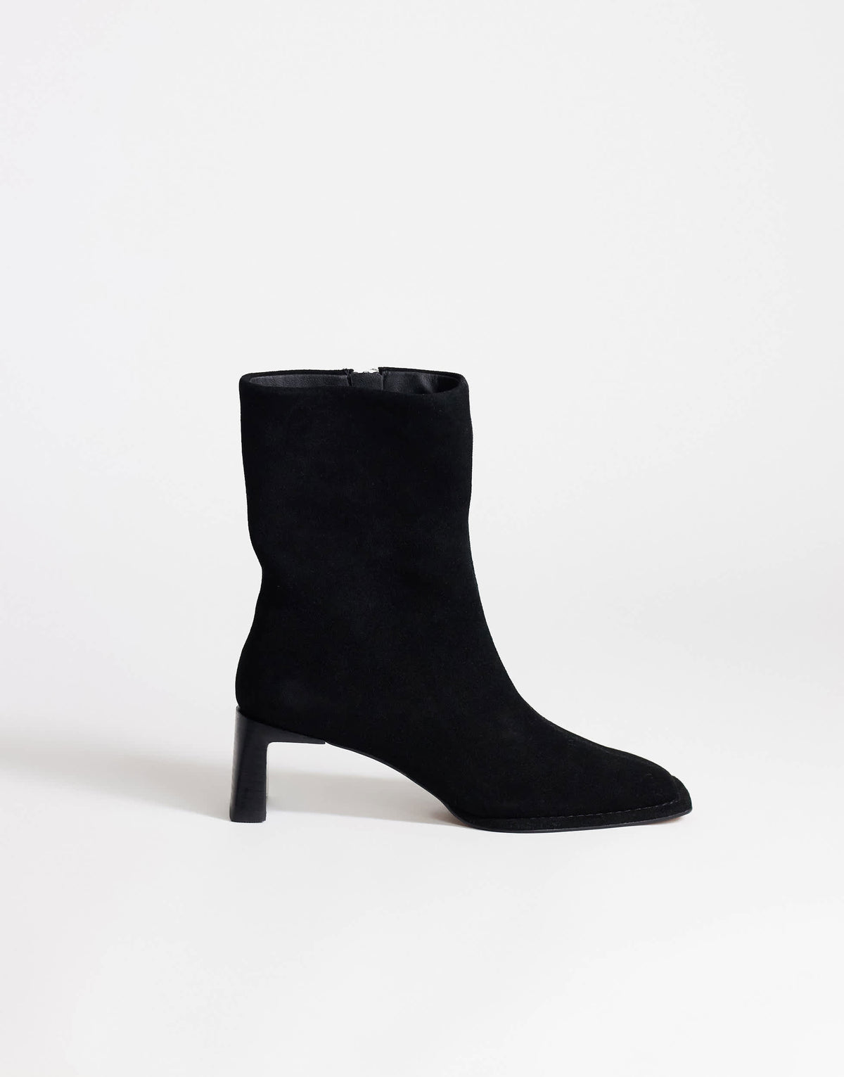 Topshop Kali real suede heeled ankle boot in black